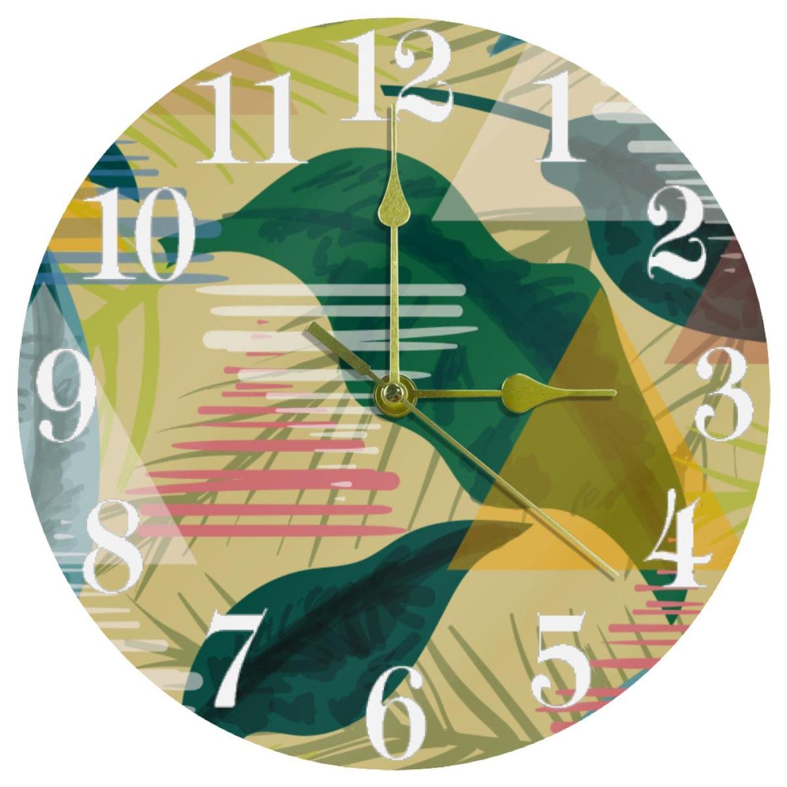 Horloge murale silencieuse sans tic-tac motif botanique pour un sommeil paisible