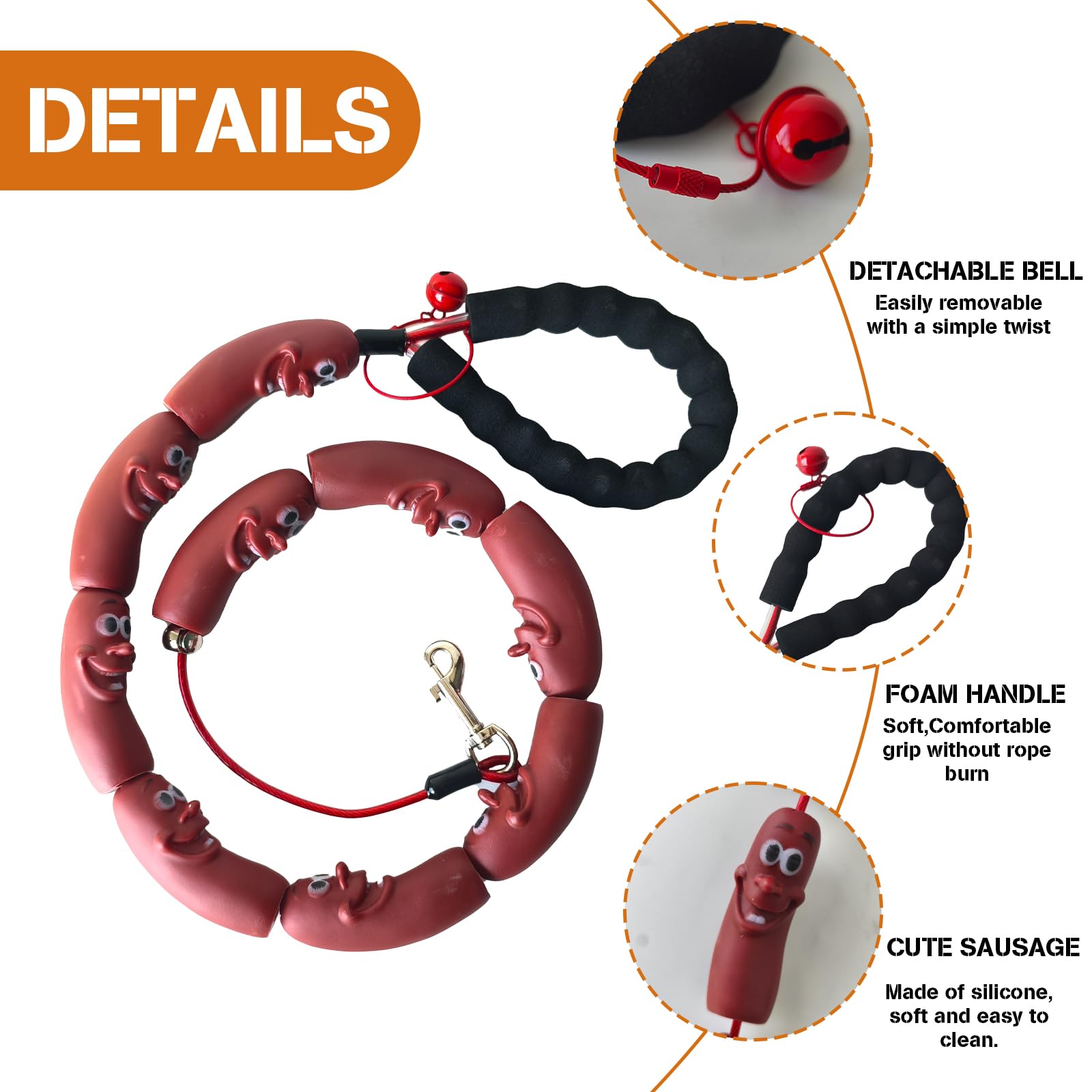 Correa divertida para perro salchicha, correa duradera para perros pequeños y medianos, cachorros, gatos y gatitos, perfecta para corgis y perros salchicha (rojo)