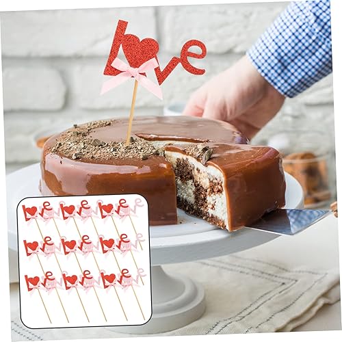 Miniatura 3 de PRETYZOOM 48 Pcs Love Cake Insert Love Cake Toppers Dessert Picks Cake Pick Topper Appetizer Pick Wedding Cupcake Toppers Love Valentines Day Cake