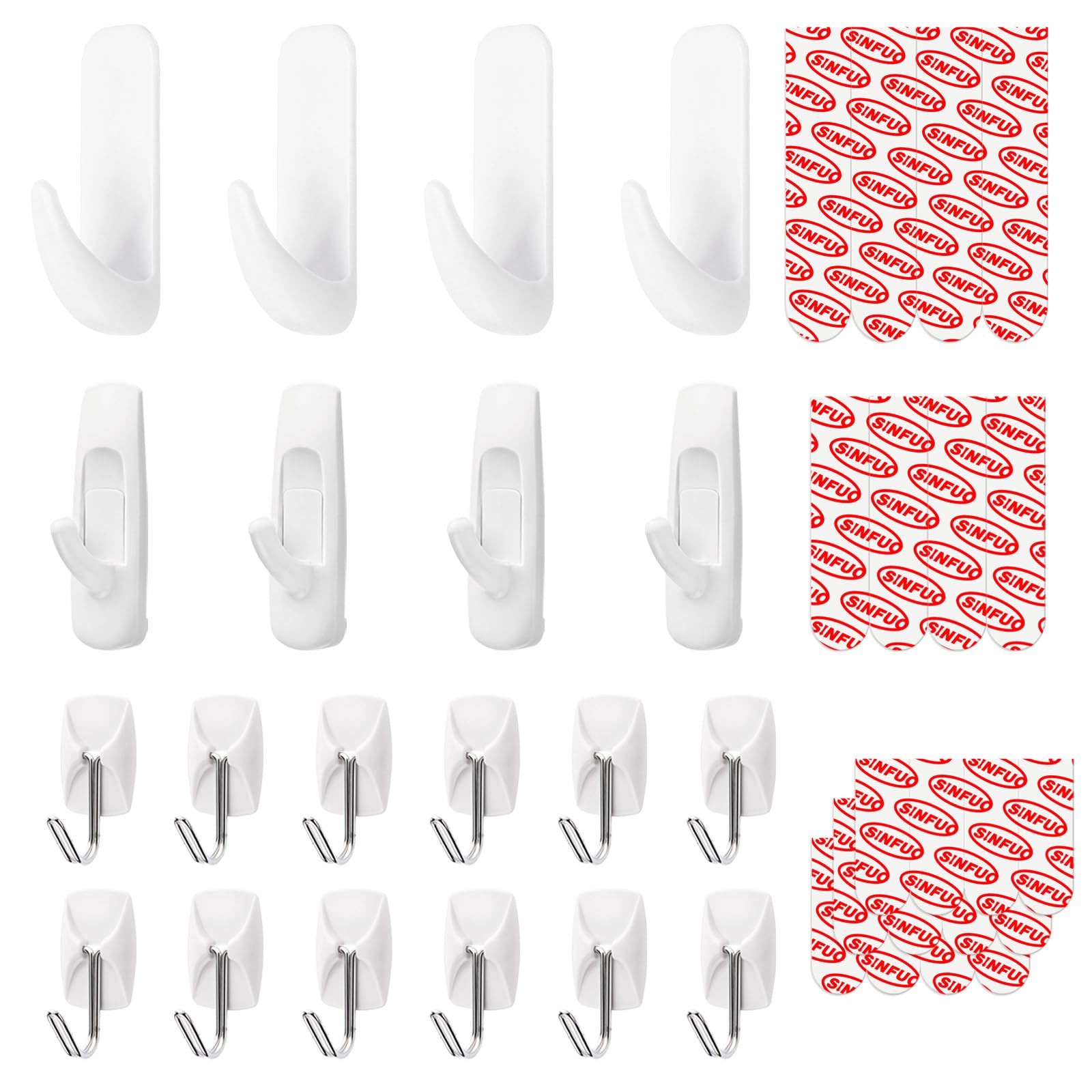 Sinfuo 20 Hooks + 32 Strips Variety Pack