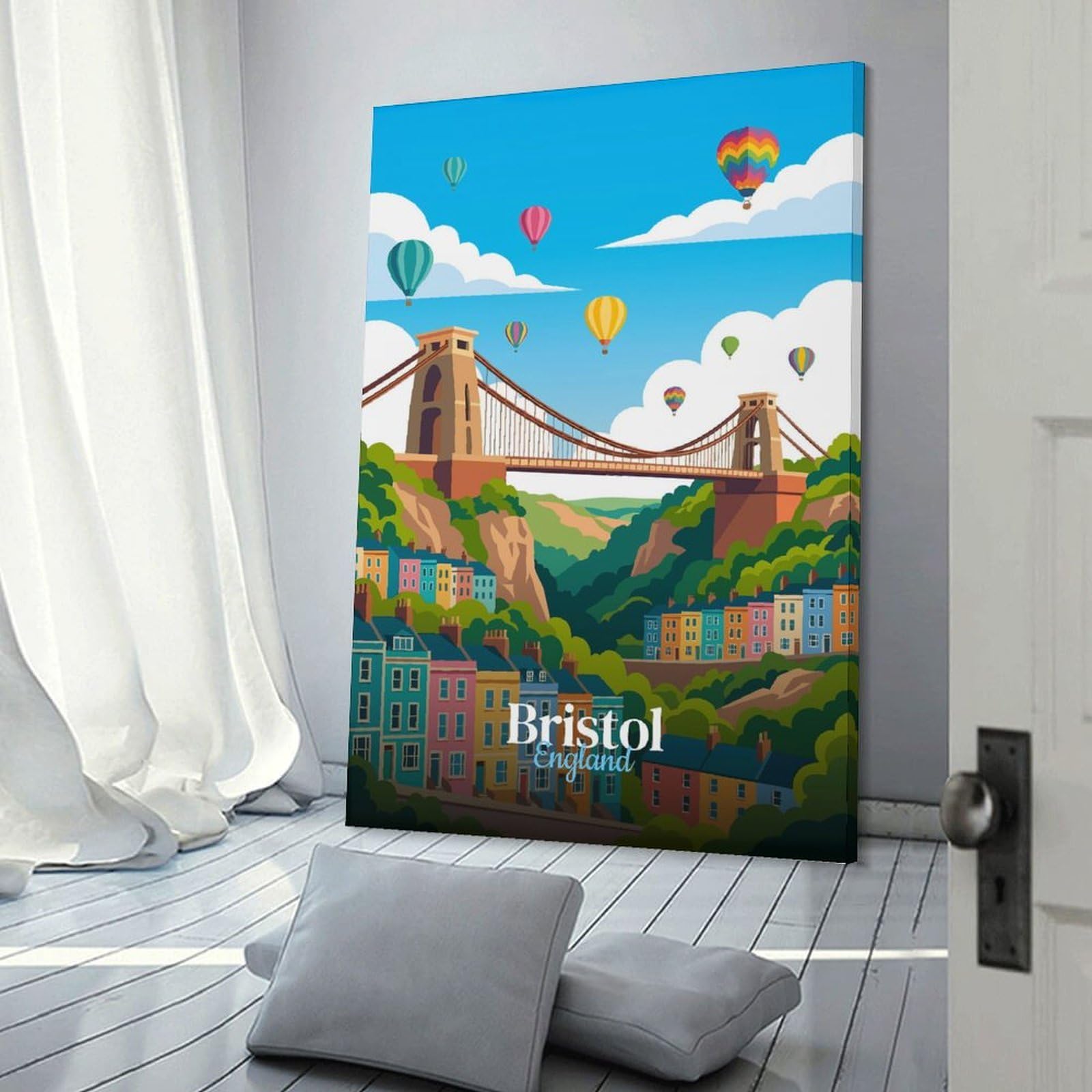 Junmoney Bristol England Travel Canvas Wall Decor 16x24inch(40x60cm), for Entrance Walls, Hall Decor Or Foyers, Wall Decor to Refresh Empty Corners