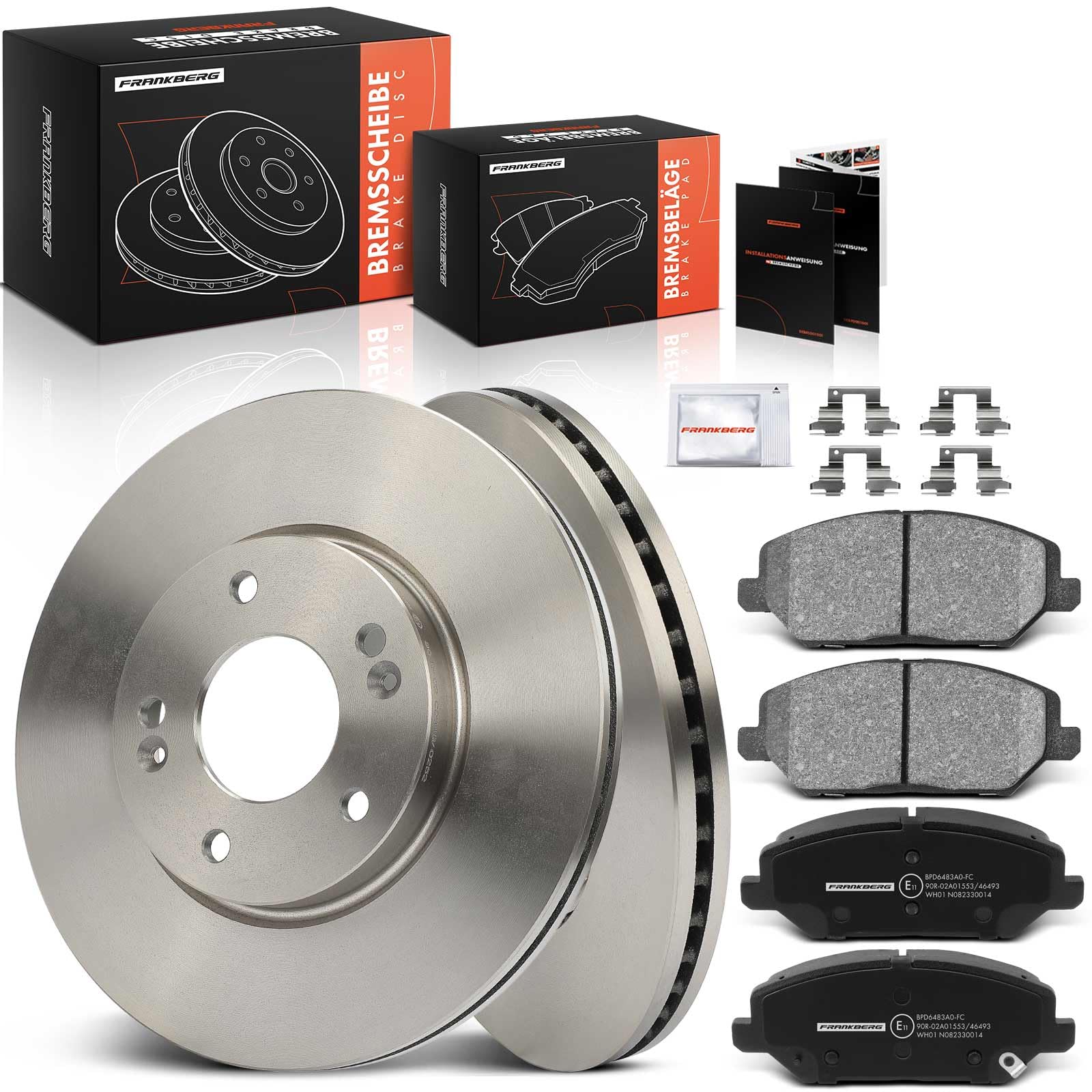 Frankberg 2 discos de freno 4 pastillas de freno | 58101G4A00; Compatible con: CD Ceed Sportswagon, CD Ceed, i30 Fastback PDE PDEN, i30 Combi PDE, i30 PD PDE PDEN