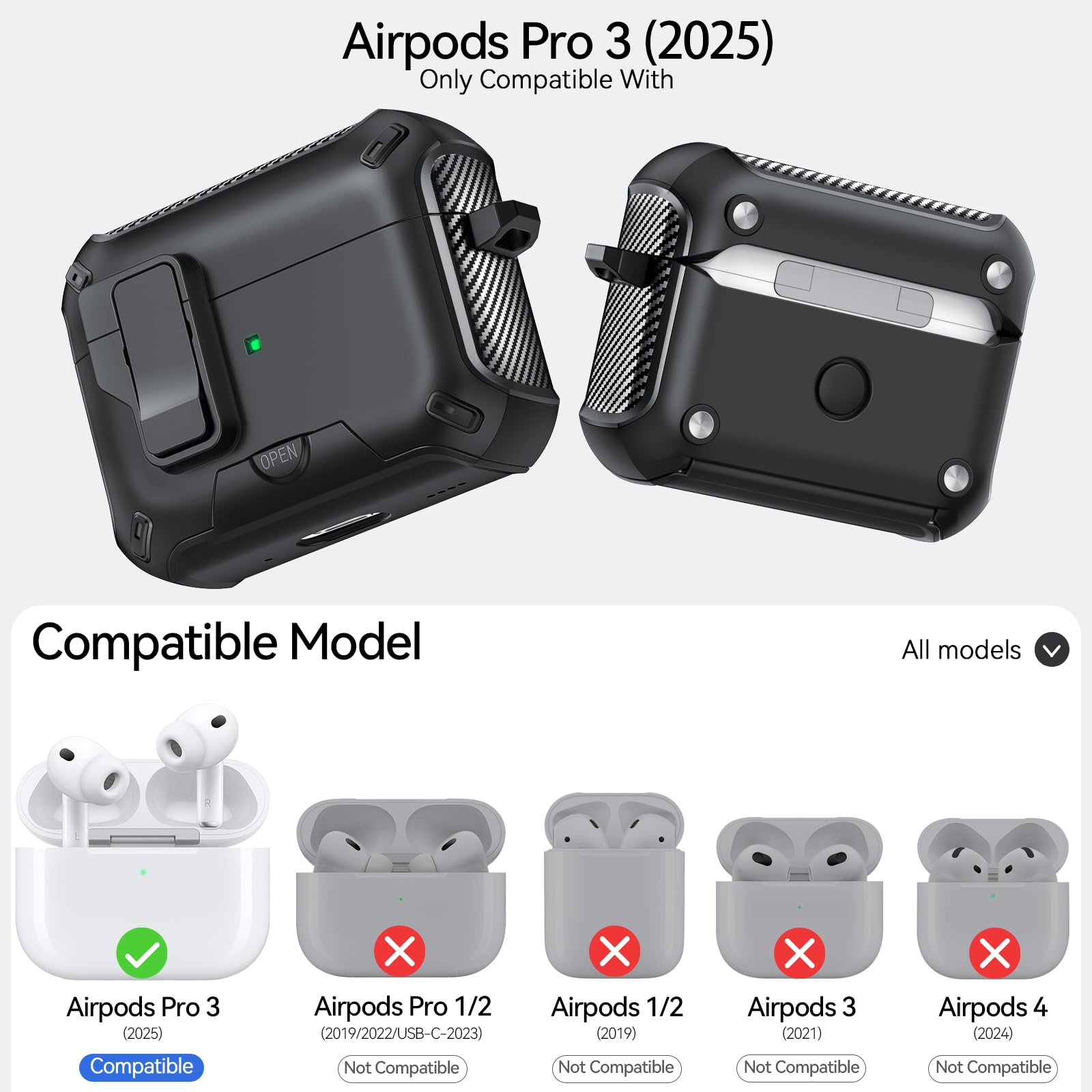 Amazon.com: JOREMX for AirPods Pro 3 Case (2025) with Phone Stand