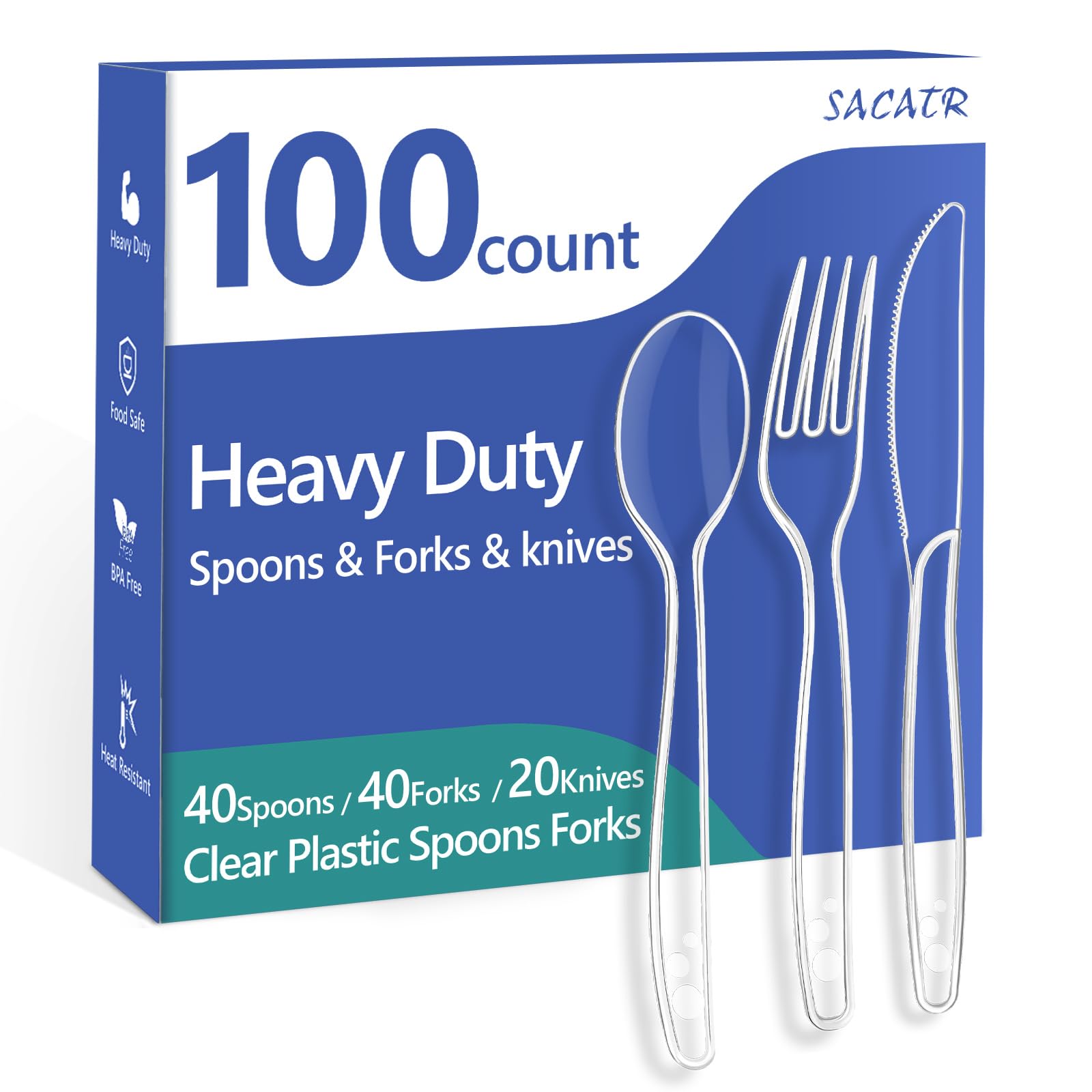 SACATR 1000 Count Clear Plastic Silverware Heavy Duty -Forks, Spoons,Knives — Amazon image 15