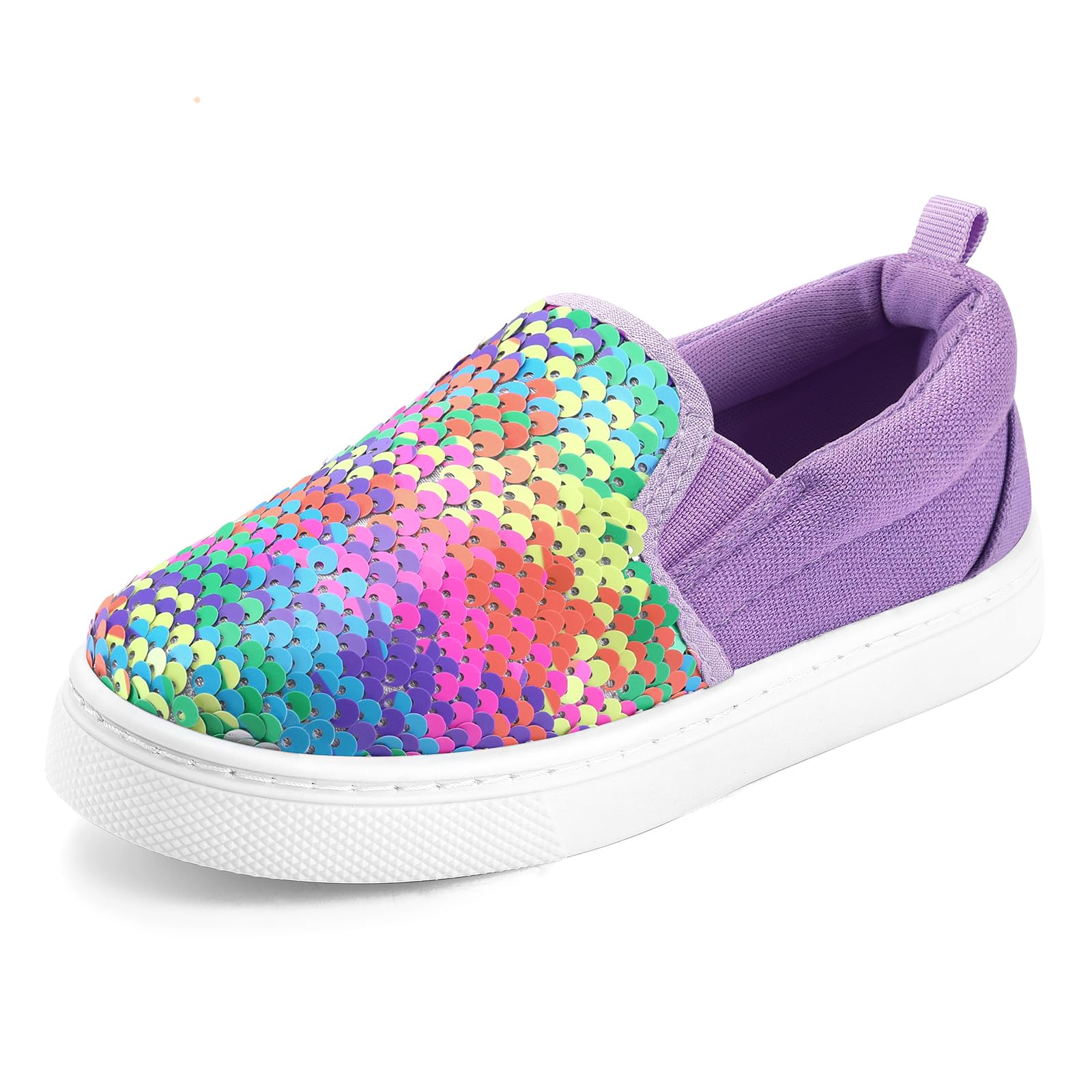 K KomForme Toddler Slip on Sneakers Girls Sparkle Sequins Canvas Walking Shoes