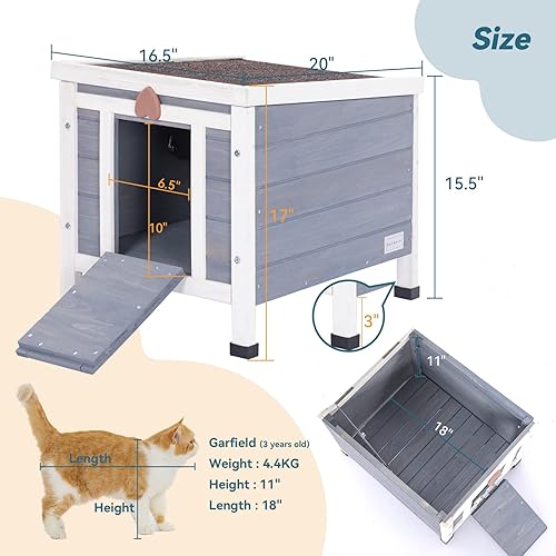 Miniatura 7 de Petsfit Casa para gatos al aire libre resistente a la intemperie, casa para gatos con puerta de escape, casa para mascotas interiores y exteriores