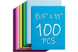 100 Rainbow Colored Cardstock 8.5 x 11 Cardstock Paper for Craft