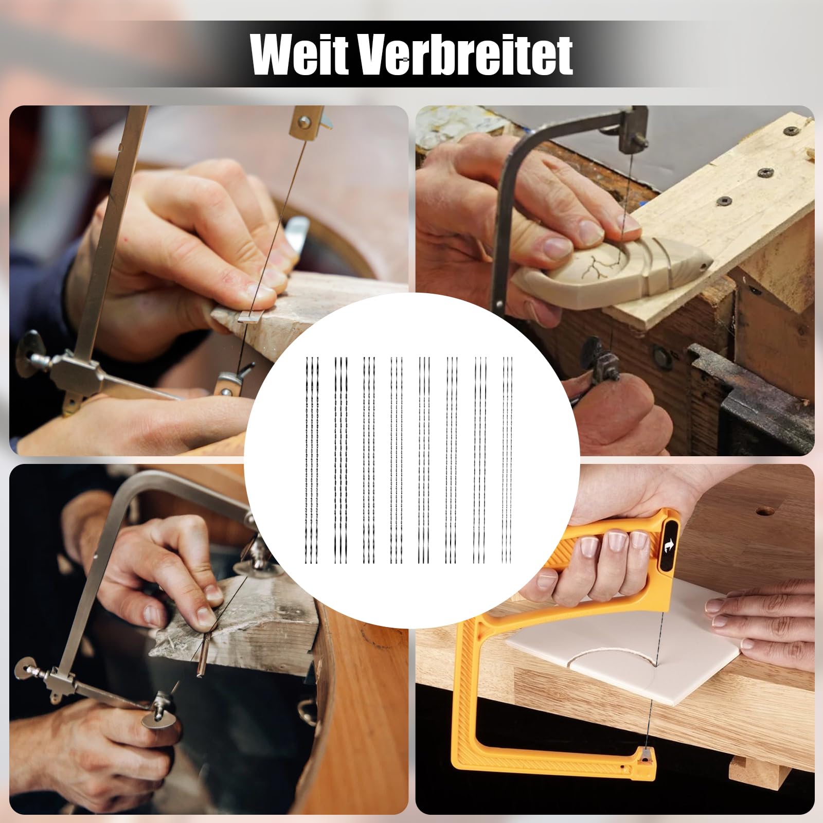 Set di 24 lame per sega a traforo da 130 mm, con lama a spirale n. 1/2/3/4/5/6/7/8, per legno, plastica, metallo, per fai da te con la sega a foglio, temprata, adatta per tutte le seghe per traforo