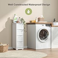 Vista 4 de Gizoon 33'' Bathroom Storage Cabinet Freestanding with Drawers Floor Organizer Cabinet for Hallway Living Room and Bathroom, White