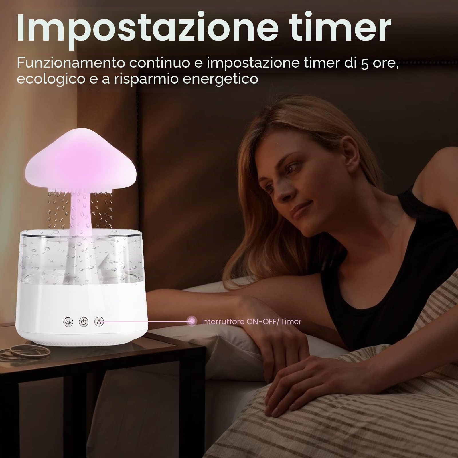 MIFXIN Raining Cloud Luce notturna Aromaterapia Diffusore di oli essenziali con 7 colori luci LED Micro Umidificatore Scrivania Fontana Comodino (bianco)