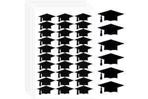 300 Self-Adhesive Black Grad Cap Letter Stickers for College and High School Grad Parties