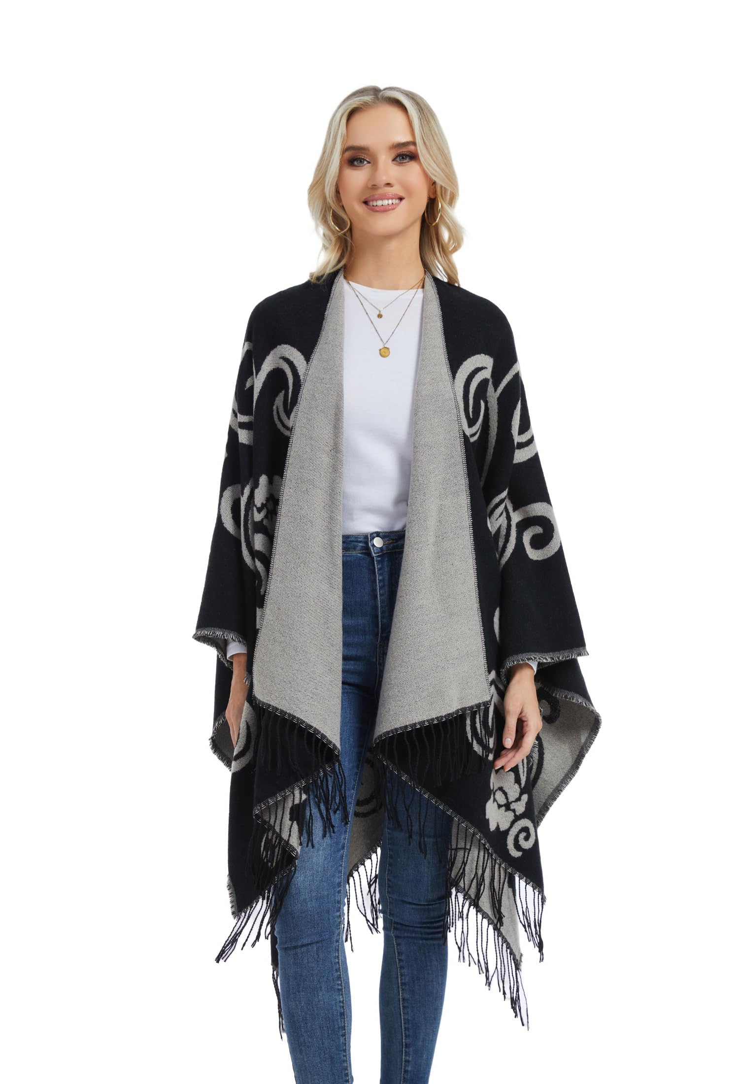 Châles Femme, Poncho Cape Cardigan Ouvert Doux, Pull Écharpe Oversize pour Soirée, Mariage, Fête, Voyage