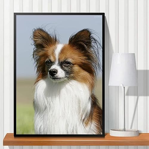 Miniatura 2 de Papillon - Kit de pintura de diamante 5D para adultos principiantes, lindo perro animal redondo de taladro completo cuentas de resina puntos de