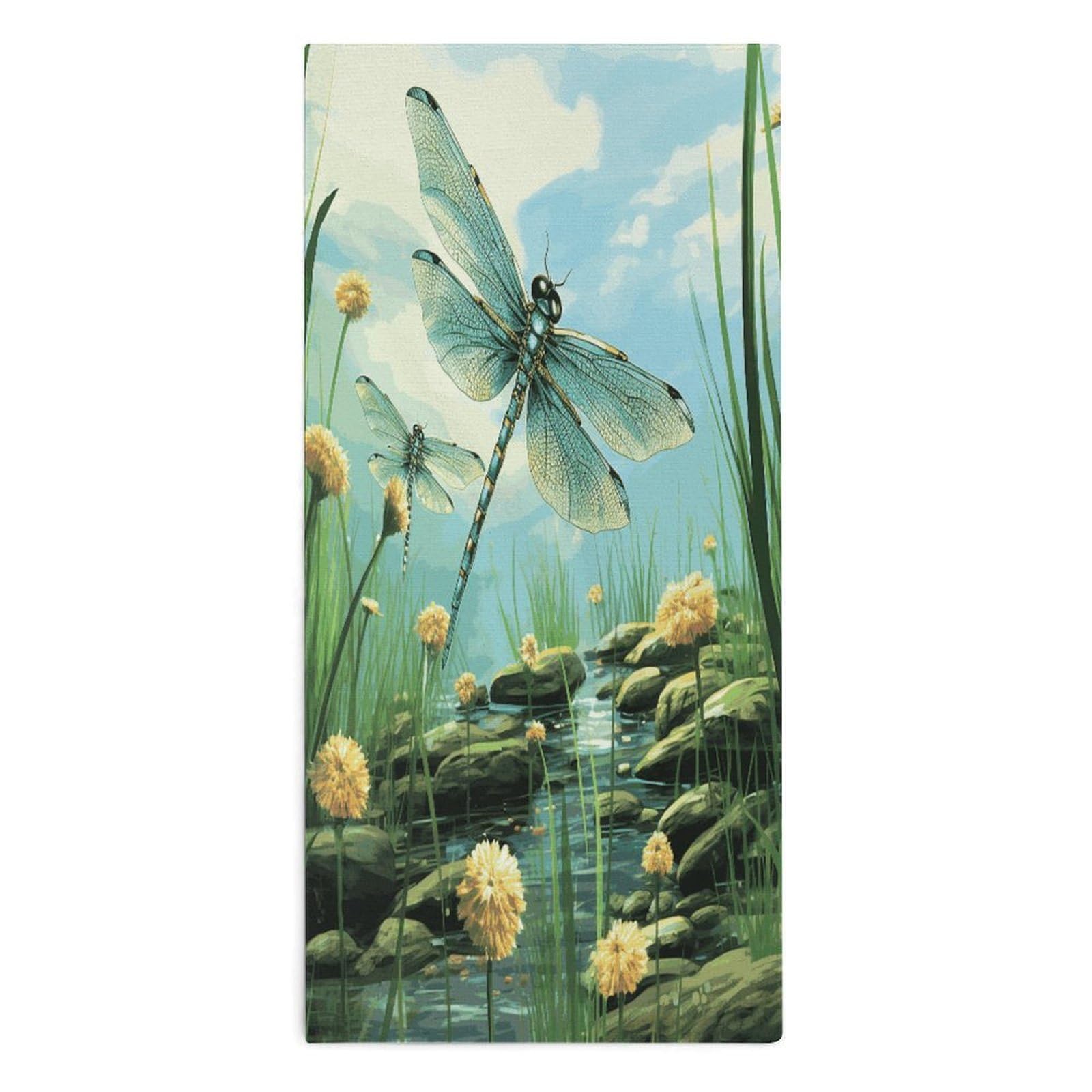 Fodpand Style Dragonflies In Flight Microfiber Towels, Decorative Bath Towel Soft & Lightweight, Hand Towels Multipurpose Use For Bathroom, Pool, Gym, Spa, And Hotel Use