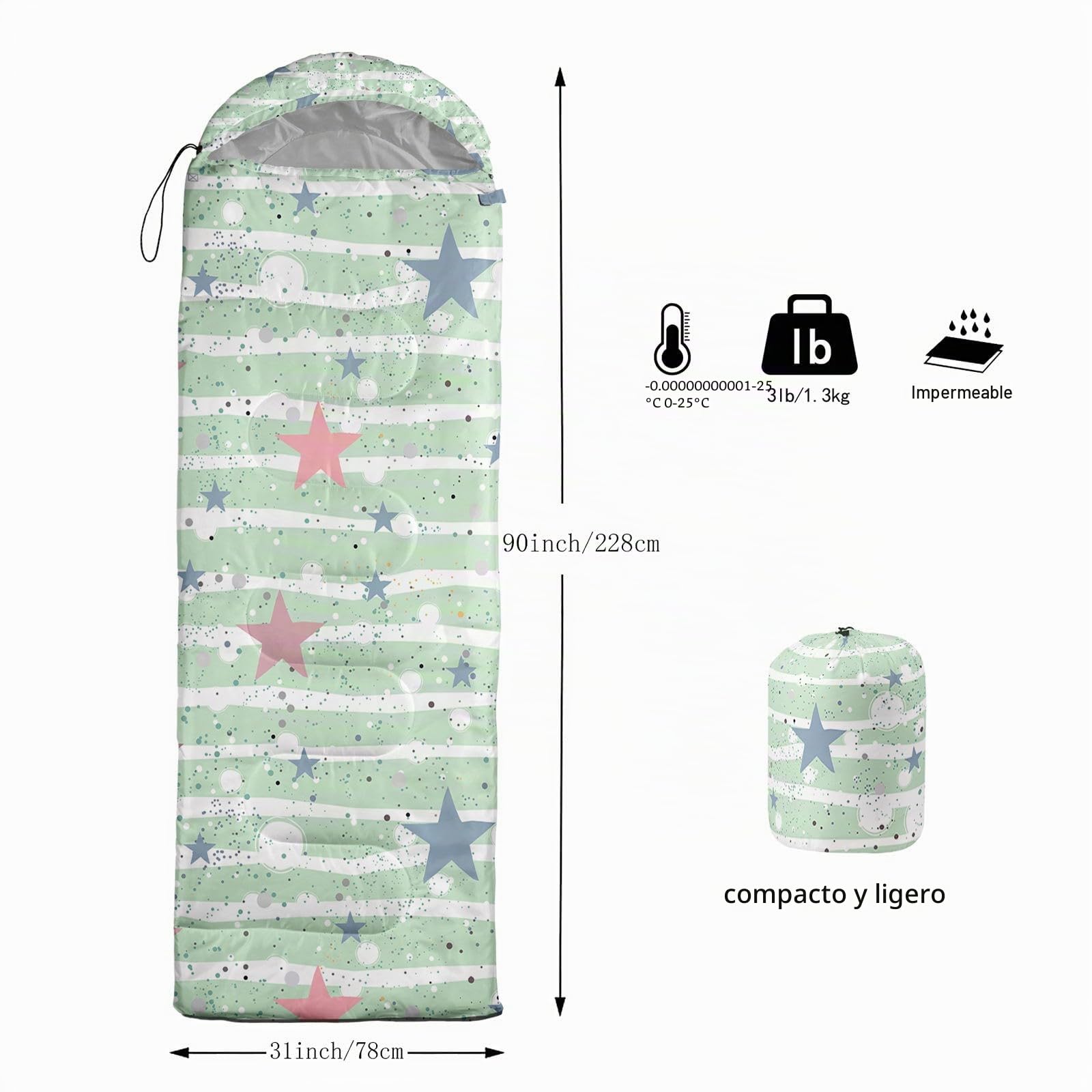 HOSIMA Saco de dormir con diseño de perro de dibujos animados para clima frío para adultos, niñas y niños, impermeable, para hombre, cálido, camping, senderismo, al aire libre, viajes, caza, saco de