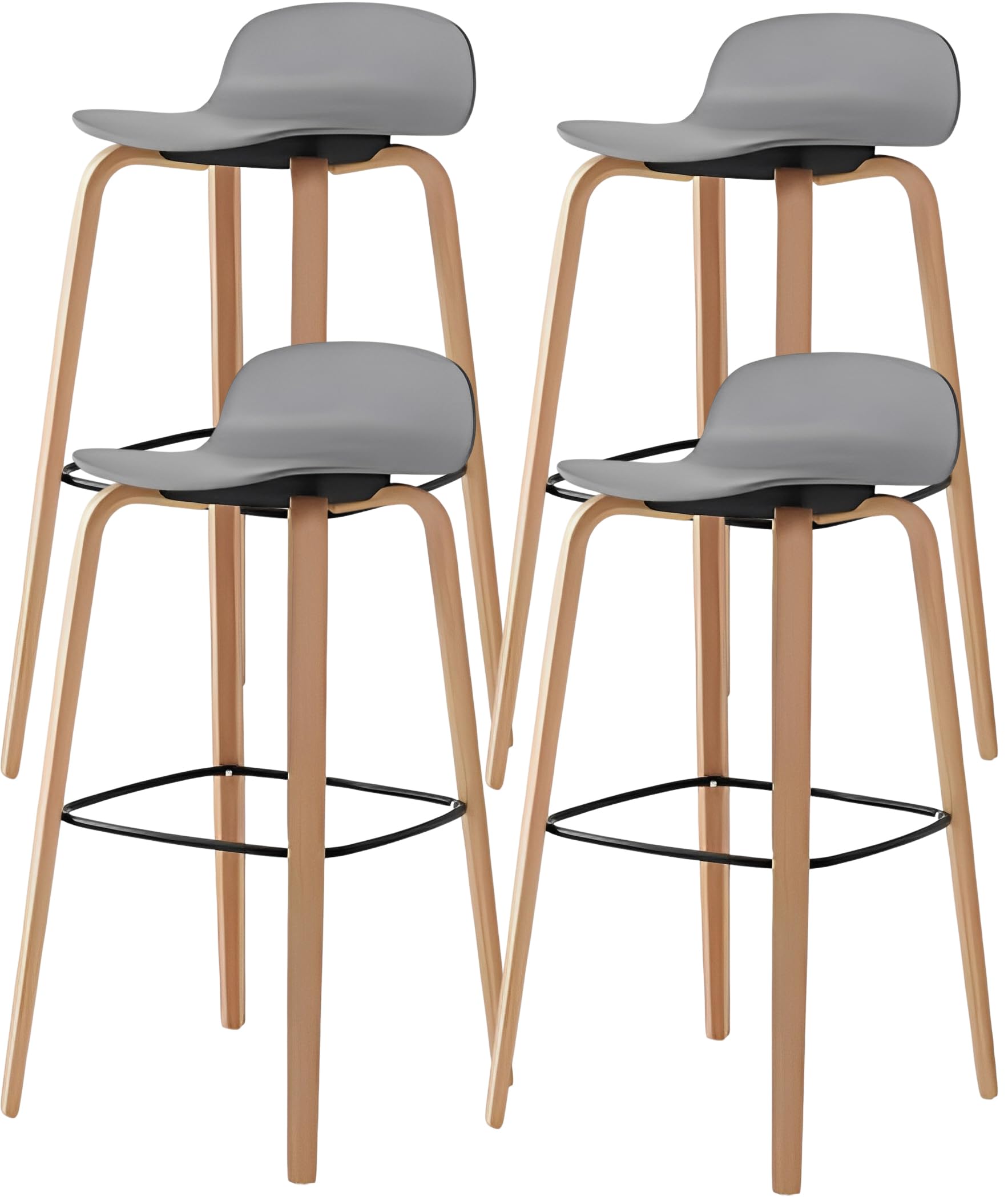 Bar Stools Set of 4,Modern Minimalist Iron Art Bar Chairs,for Dining Room, Counter, Leisure Bar, or Sweet Shop (Grey)