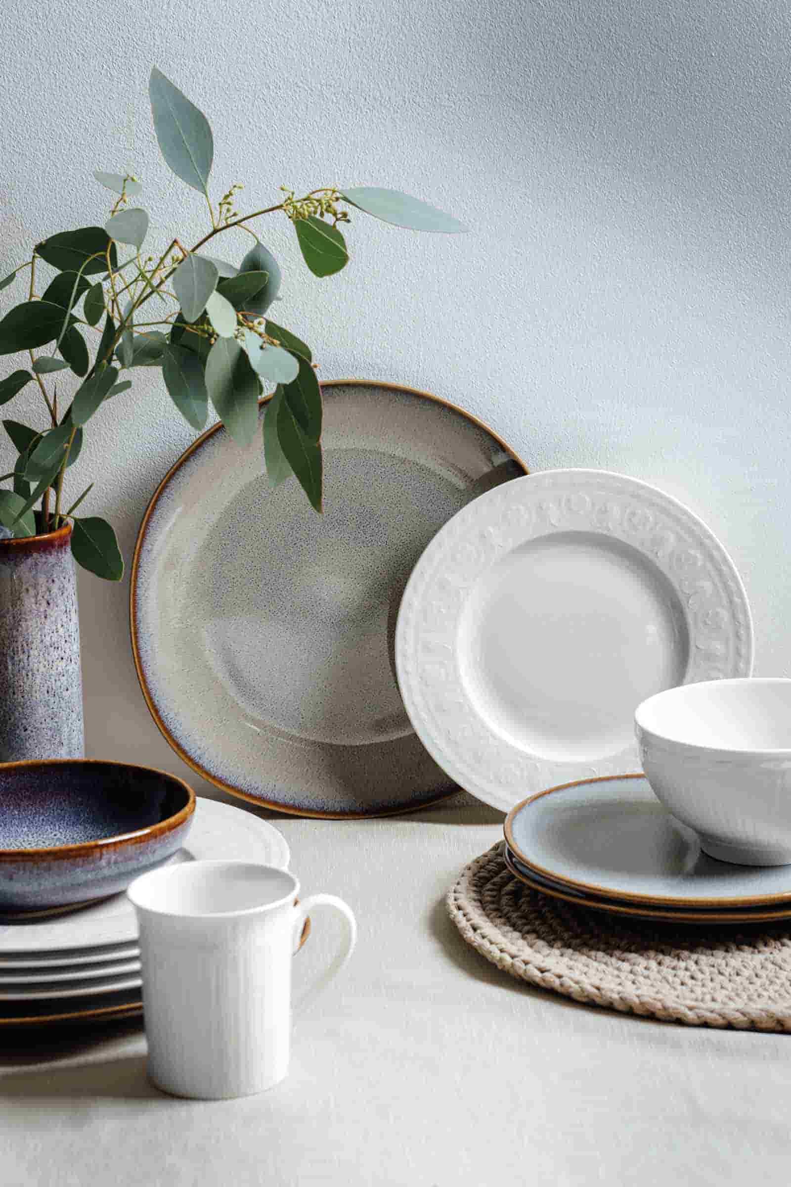 Villeroy & Boch Cellini Lot de 6 petites assiettes à pain Blanc classique avec relief antique en porcelaine de qualité supérieure Ø 18 cm