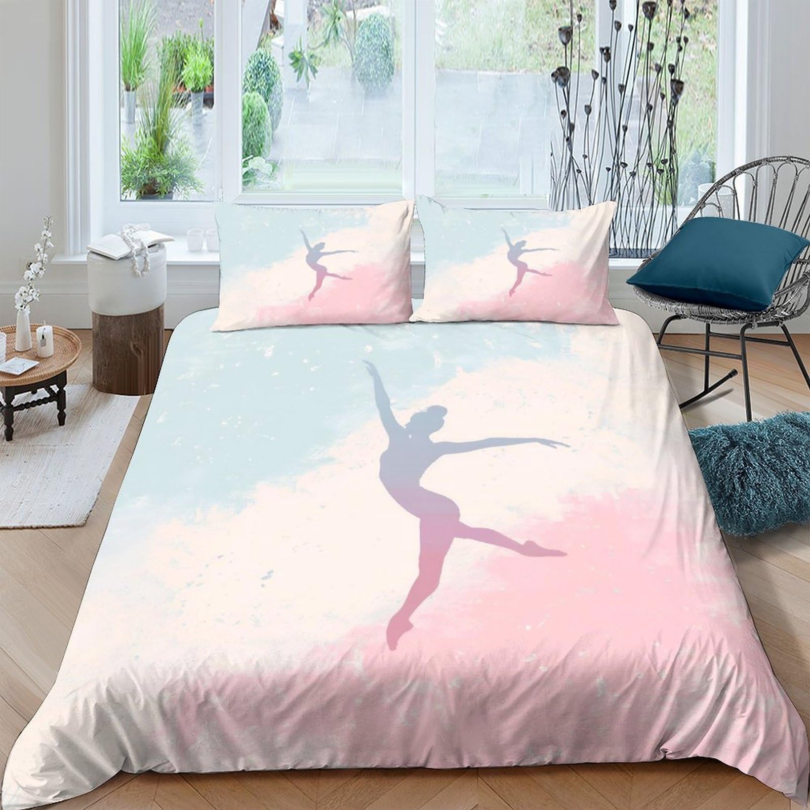 Ctjqhvkz Style-9 3D Printed Ballet Dancer Fitted Sheet Microfiber Soft Breathable Pastel Gradient Bed Cover For Bedroom Dorm Decor Mattress Protection Single（135X200cm）