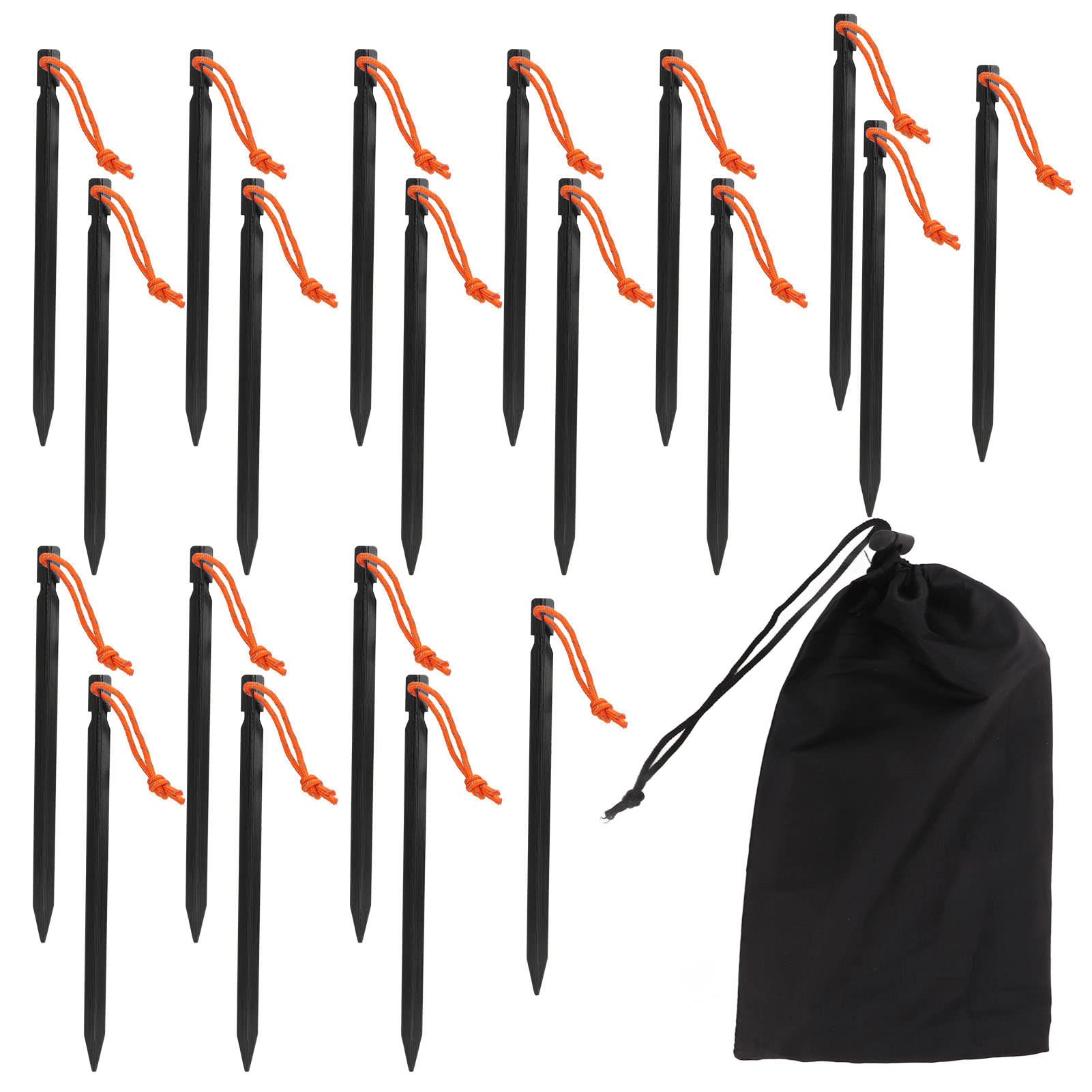 KANASI Picchetti per tenda, robusti picchetti in alluminio a forma di V da 23 cm con corde per fissare tenda e tettoia da campeggio all'aperto. (Nera)