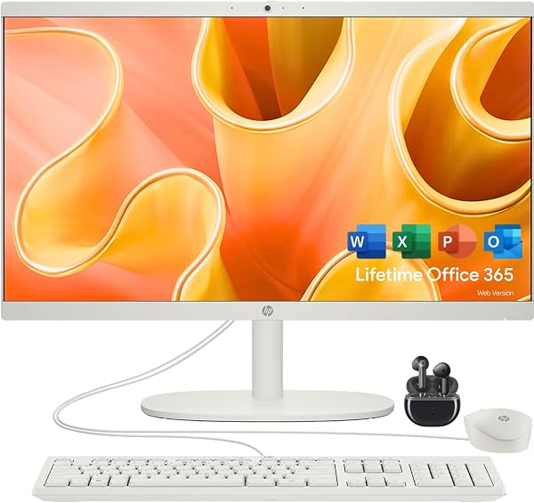 HP 22 Aura All-in-One Desktop PC, Seamless Streaming and Everyday Tasks, FHD Display, 8GB RAM, 256GB SSD and 128GB Flash