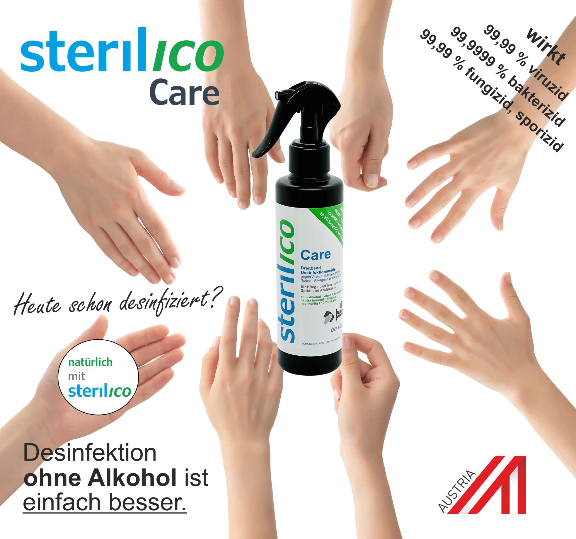 Care – Desinfektionsmittel für höchste Sicherheit in Spital, Arztpraxis und Pflege (1000ml)