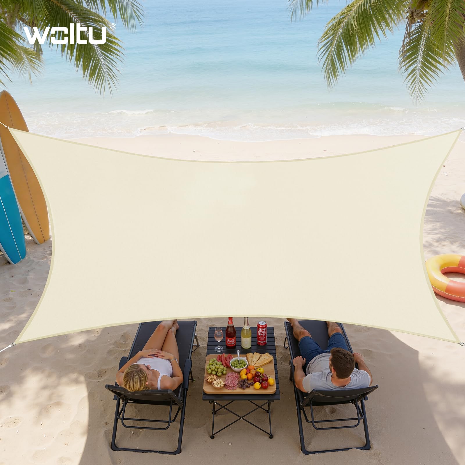 WOLTU Vela ombreggiante 5x7m PES 160 g/m² Impermeabile Rettangolare Protezione Solare Anti UV Giardino