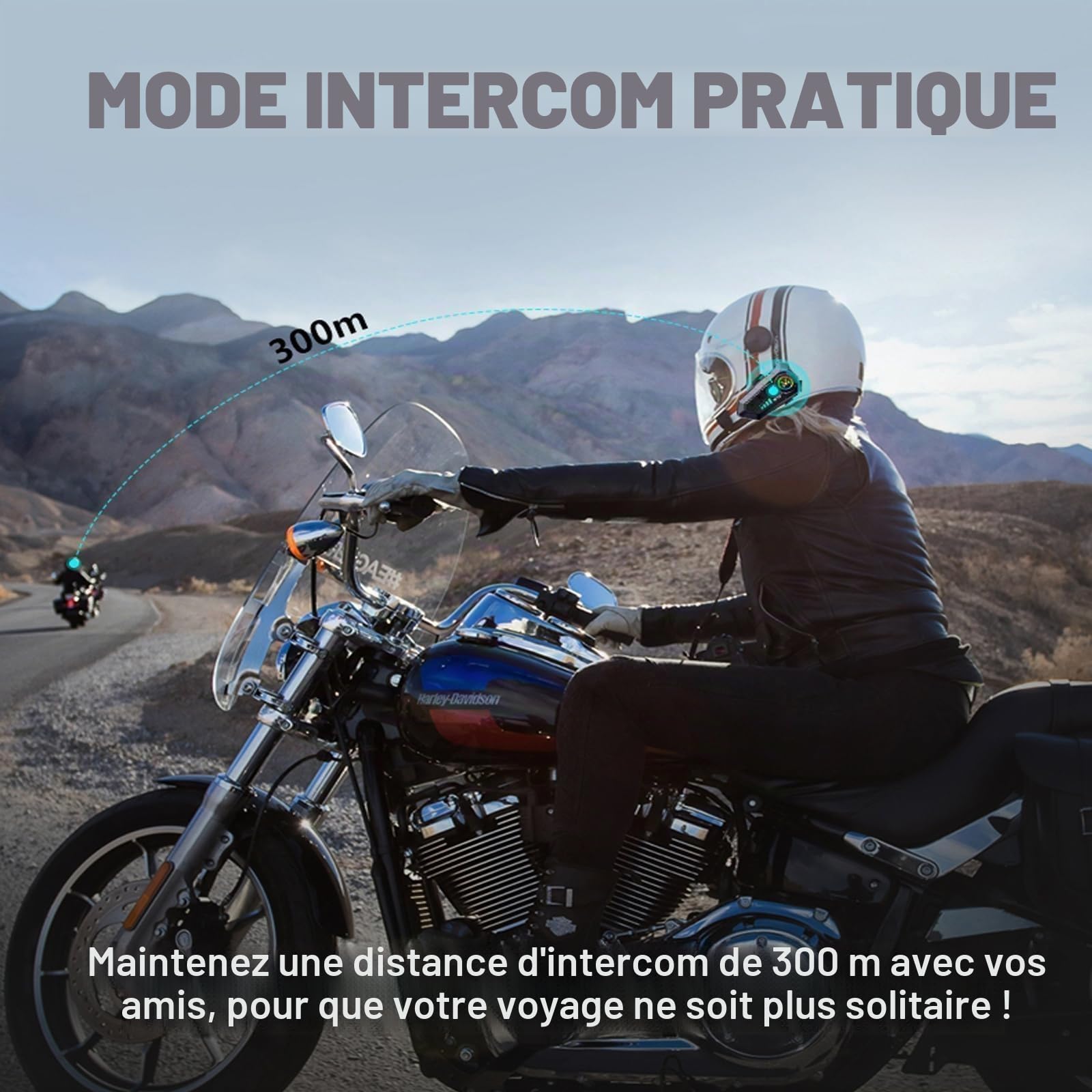 Lot de 2 casques de moto Bluetooth avec micro - Casque étanche sans fil avec suppression du bruit - Système de communication Bluetooth