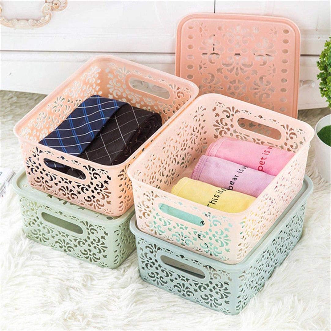 Plastic Tapered Hollow Basket Storage Box/Cloths Organizer/Bin/Basket With Lid And Holding Space for Kitchen,Utility,Living Room,Bedroom & Bathroom or Office Basket Storage(Pack of 2)