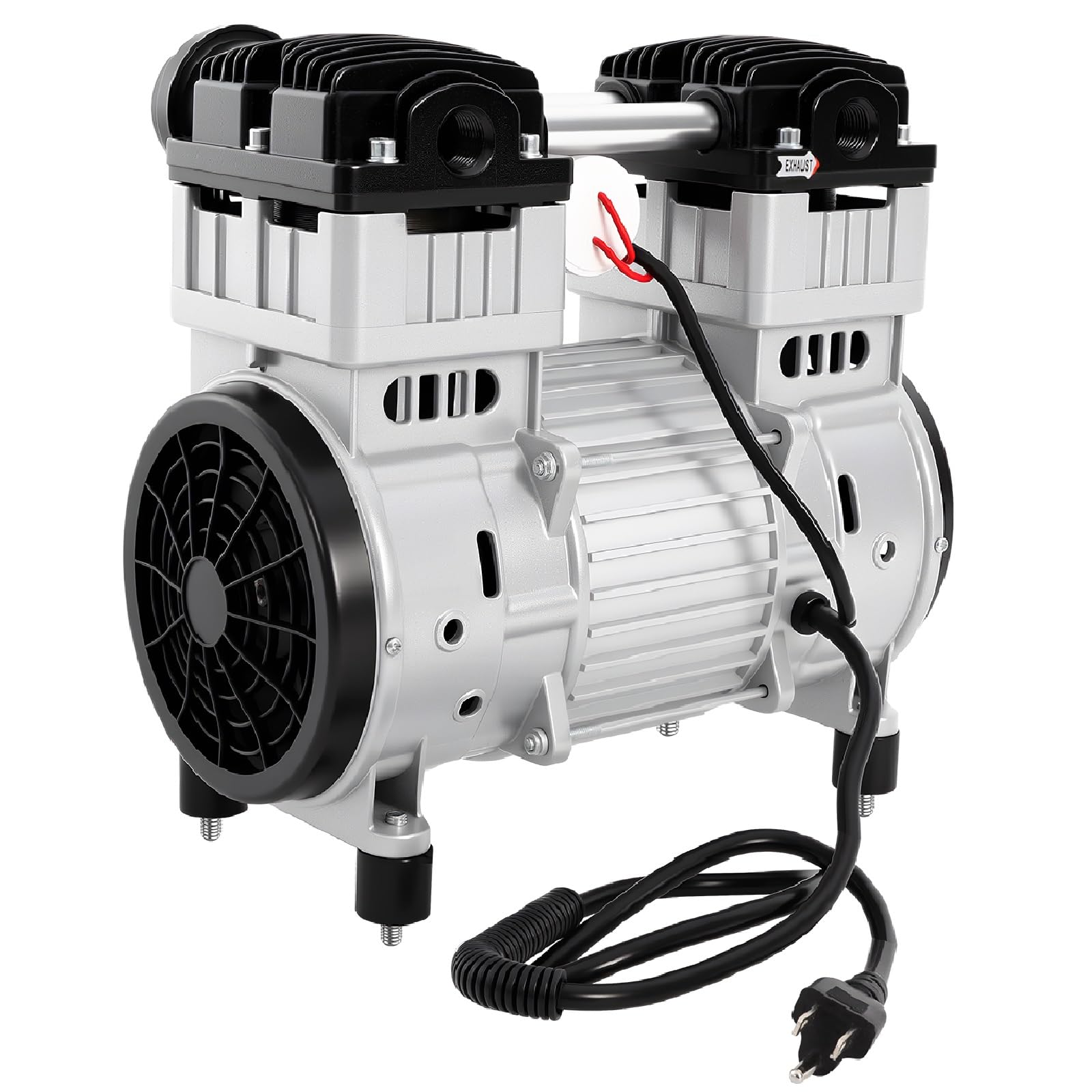 Oil-Free Air Compressor Motor, 7CFM Industrial Air Compressor, 110V 1100W Oil-Free Piston Vacuum Pump, Quiet High Vacuum Piston Compressors