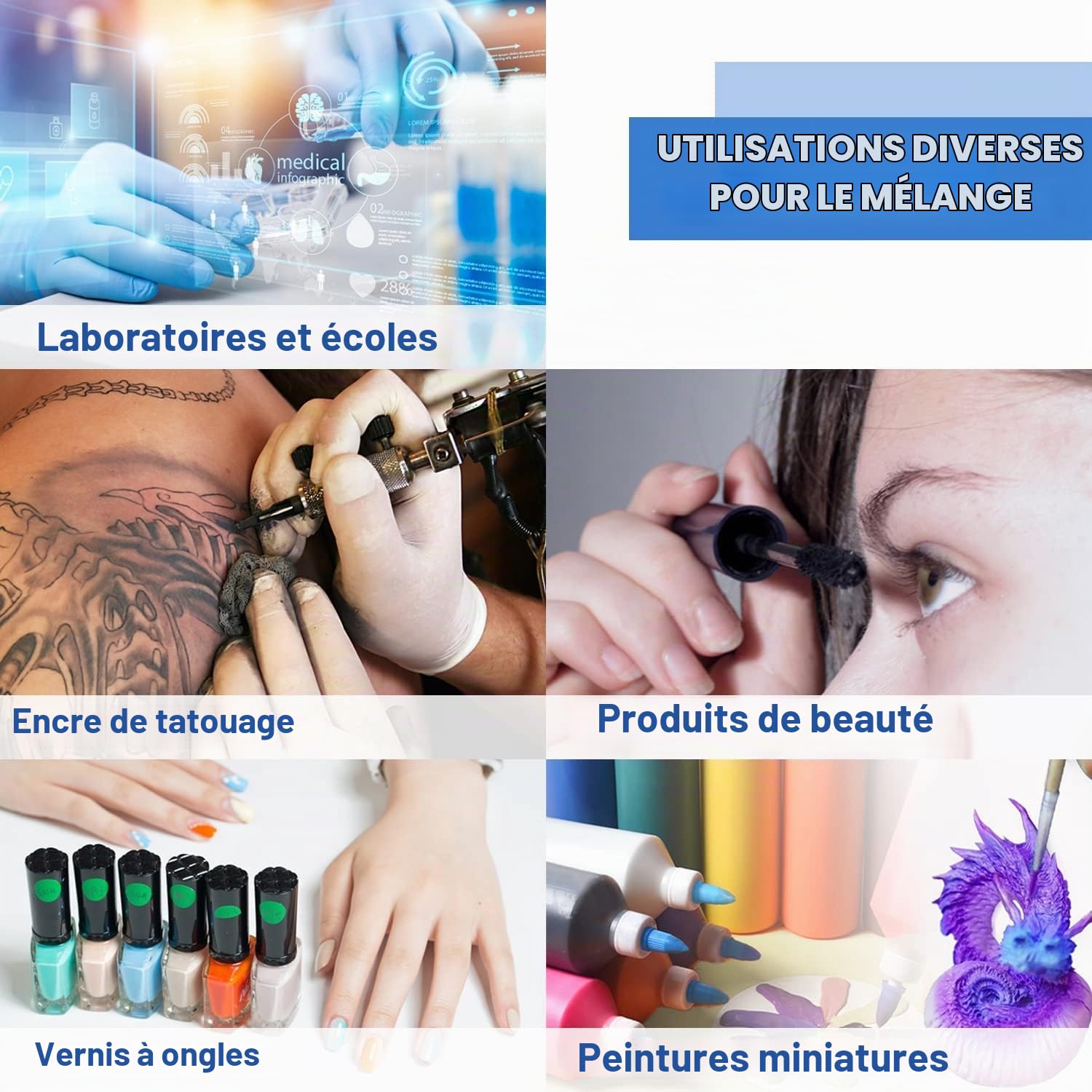 ONiLAB Mini Vortex Mixer avec fonction tactile, mélange en laboratoire, mélange de vernis à ongles, de colles pour cils et de peintures acryliques，120pcs 7/32in Balls Mixing,Bleu