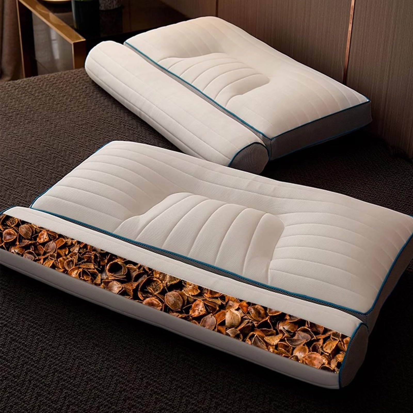 Almohada Ortopédica De Tracción Inversa Que Protege La Vértebra Cervical Y Ayuda A Dormir. Almohada Lavable A Máquina 48 * 74cm