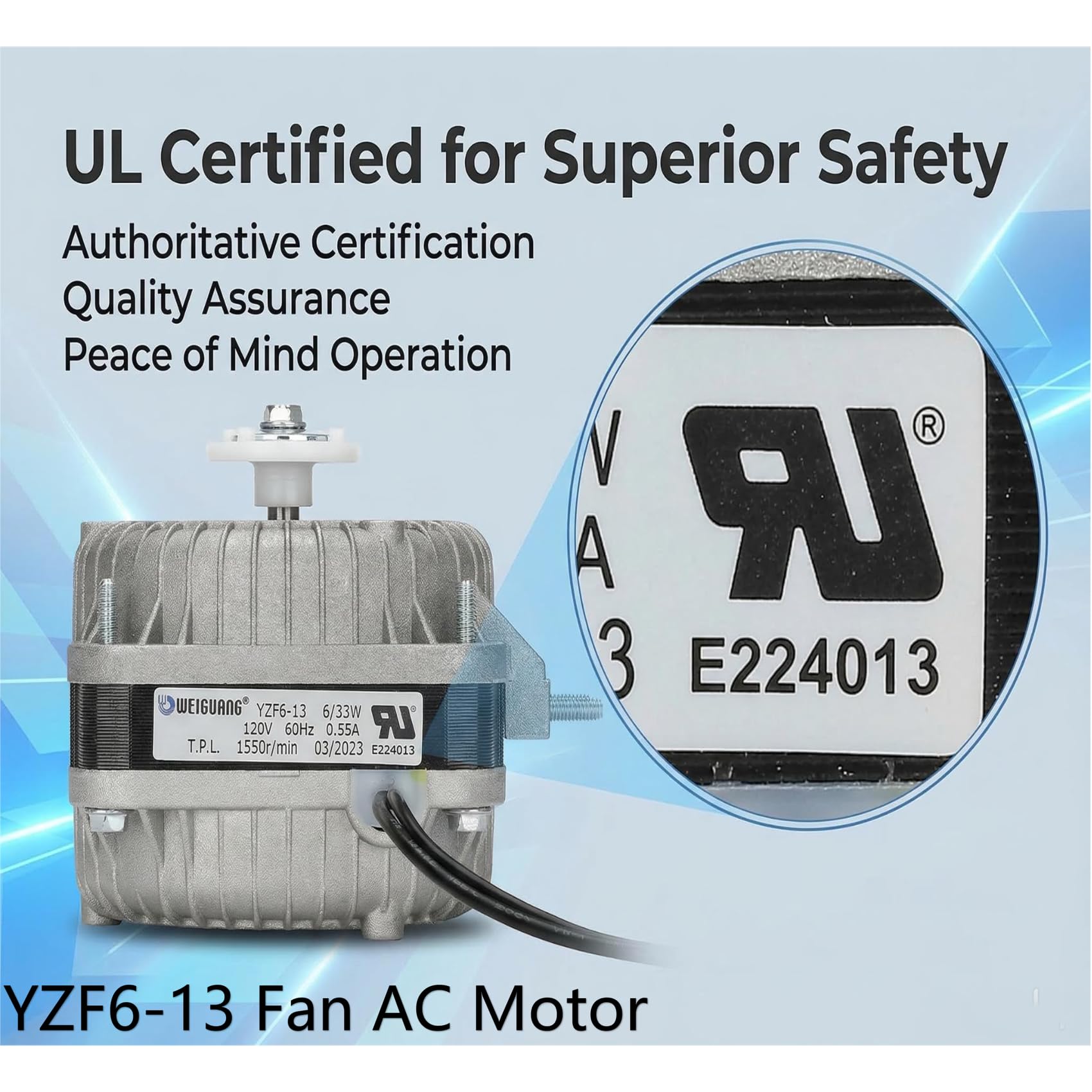 YZF6-13 Ventilator-Wechselstrommotor, 120 V, 6/33 W, 0,55 A, 60 Hz, 1550r abgeschatteter Pol-Kondensatormotor
