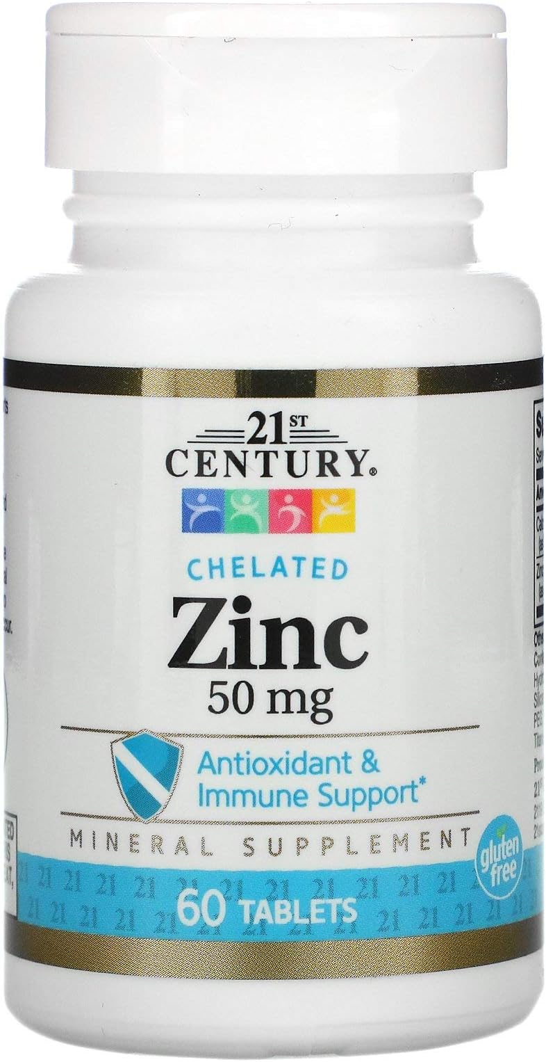 Zinc, Chelated, 50 mg, 60 Tablets