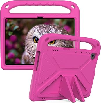 Tablet Protective Case Cover Compatible with Huawei Mediapad T5 10.1 Inch 2018, Shock Absorbing, with Handle,EVA, Holder, Sturdy Tablet Case Compatible with Kids, LightweightRose Red