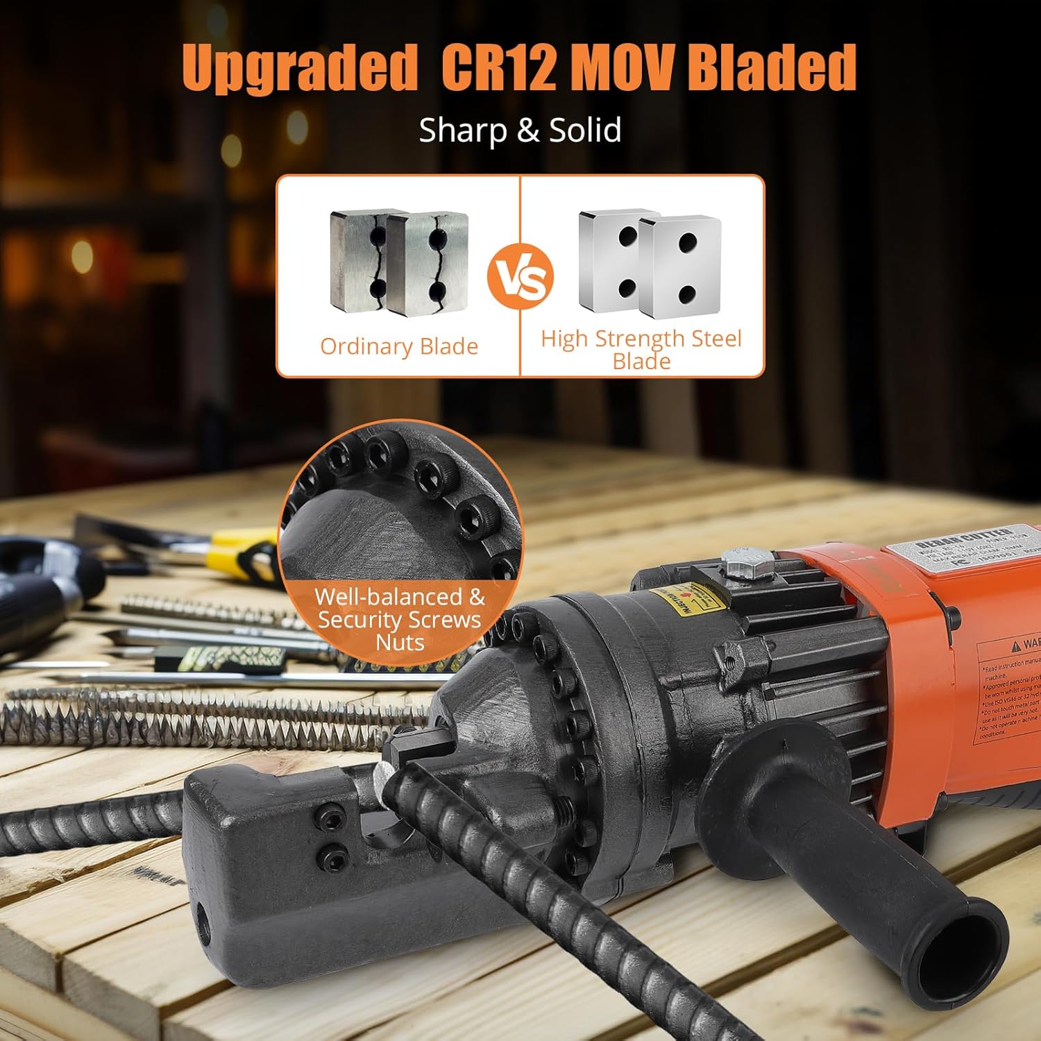Portable Electric Hydraulic Rebar Cutter, 900w Power 110v Tube Cutter, Rigid Pipe Cutter - Cuts Up to 5/8 in, 3/20" 4Mm-5/8" 16 Mm Diameter, Cutting Speed 2.5-3 Seconds