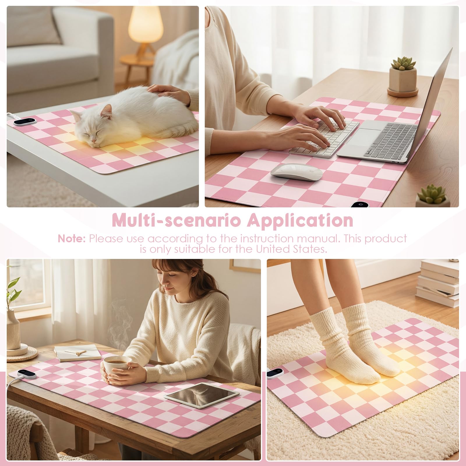 Konohan Grand tapis de souris chauffant en cuir synthétique avec 5 niveaux de chauffage et arrêt automatique de 4 heures, tapis de souris chauffant pour clavier, tapis de souris de jeu, prend en