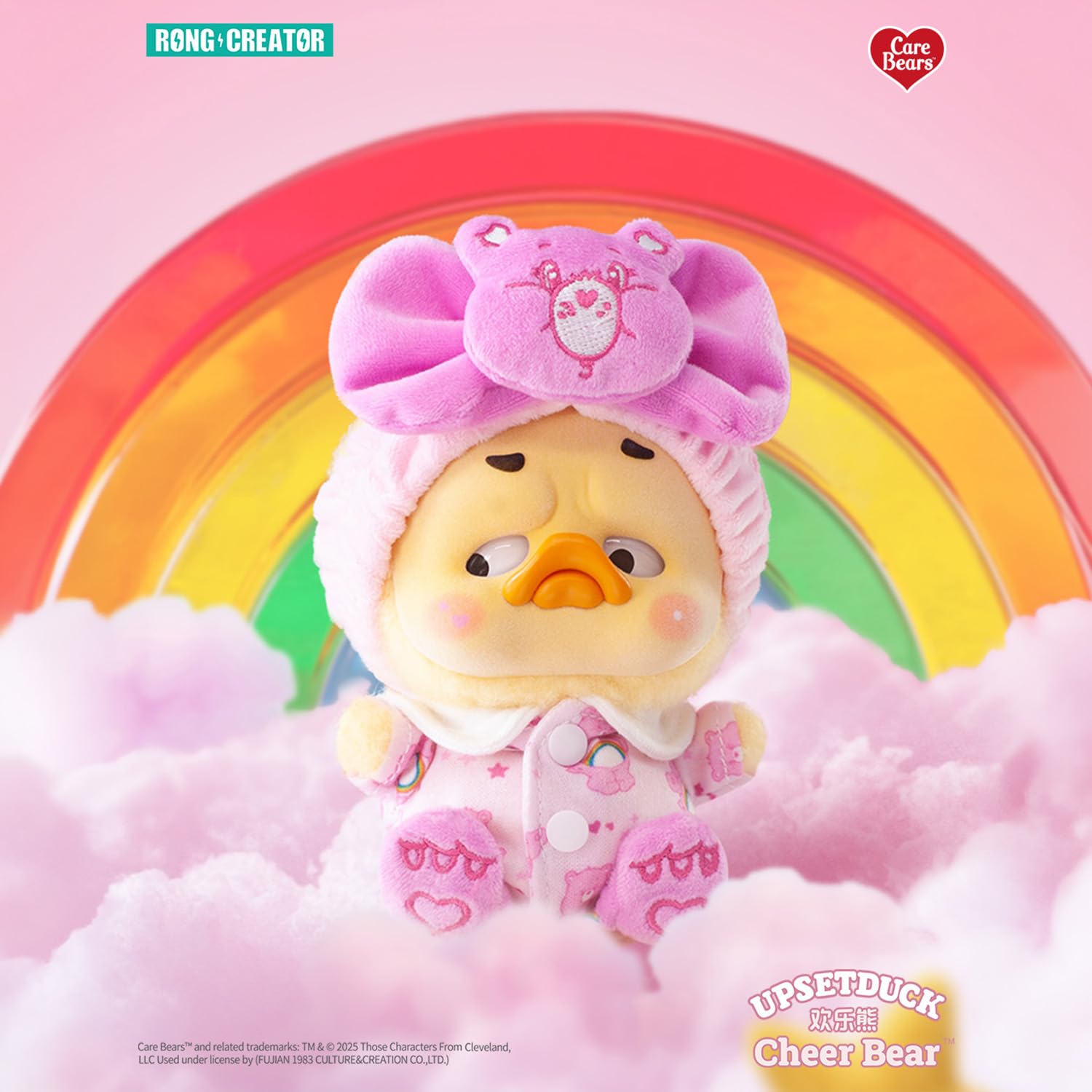 Upsetduck Care Bears Be Rainbow z wisiorkiem - 6 do kolekcjonowania (+1 tajemnicy) - Różne style - figurka z pluszową wściekłą kaczką. Oryginalny pomysł na prezent, oficjalny produkt, 14 lat.