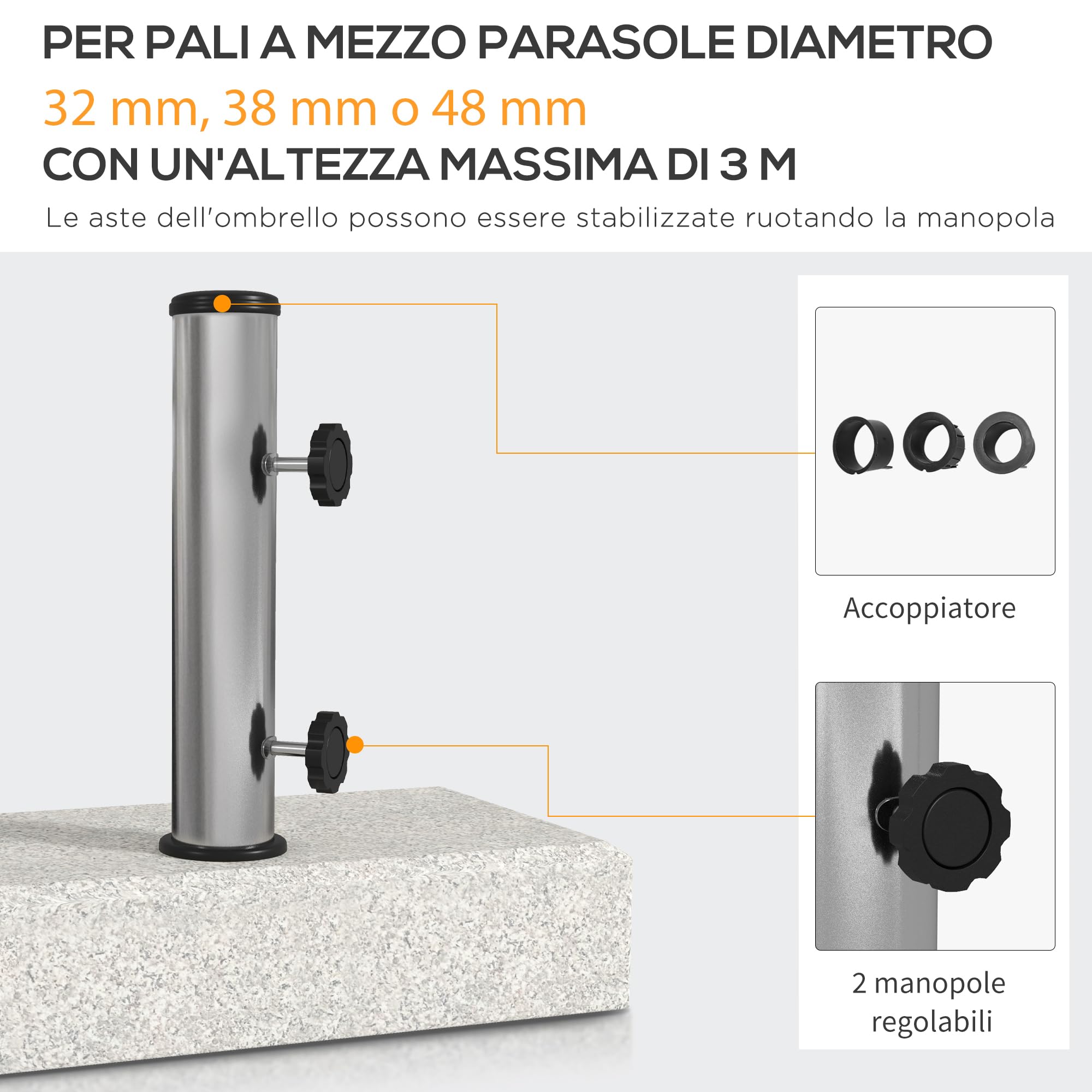 Supporto per ombrellone con base (Consegna gratuita) im Kanton Tessin