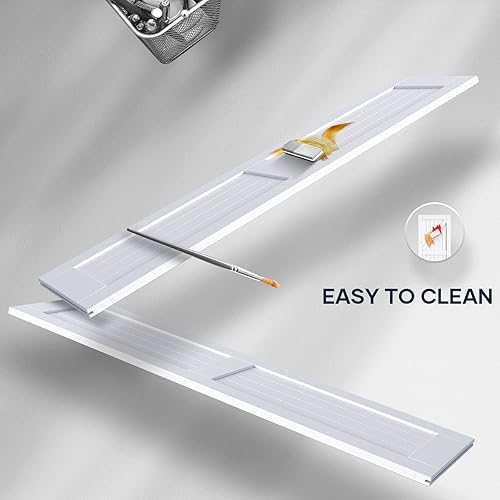 Miniatura 5 de EaseLife puerta de granero blanca de 42 x 84 pulgadas (puerta doble 21x84) con kit de herrajes para puerta corredera de 7 pies incluido y manija,