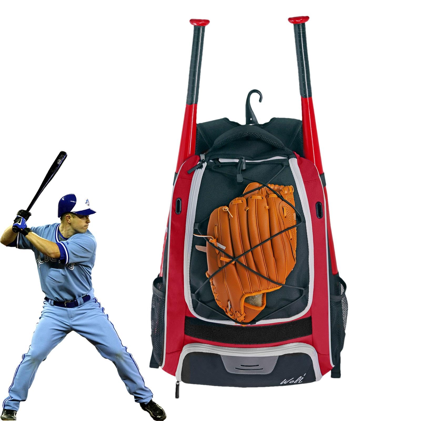 Bolsa de béisbol para adultos, mochila de equipo de sóftbol, bolsa de equipo de béisbol para adultos, mochila de béisbol juvenil resistente al desgarro para T-Ball, equipo de sóftbol y accesorios
