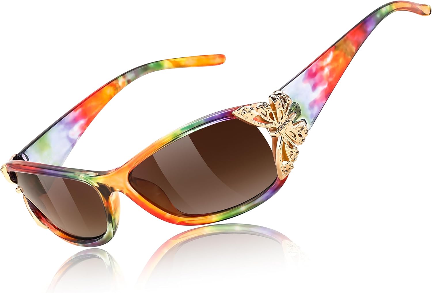 FEISEDY Trendy Polarized Y2K Sunglasses Wrap Around Butterfly Design Fashion Sunnies UV400 Protection B0078