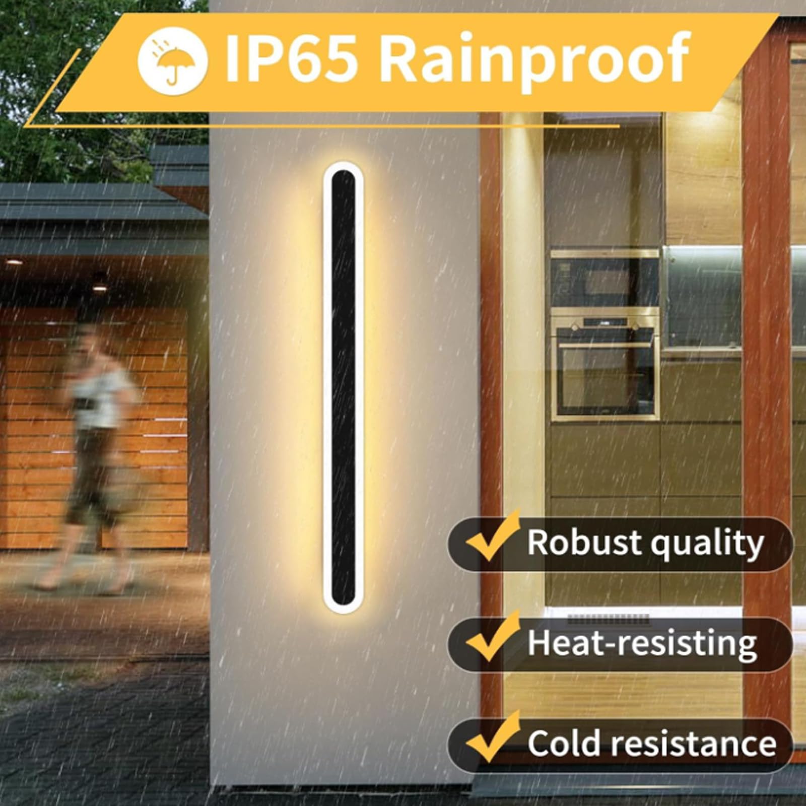 LED-Wandleuchte aus Acryl, minimalistisch, IP65, Avec Telécommande, variabel, dreifarbig, 2700 K-6500 K, für Garage, Magasin, Façade (30 cm, A)