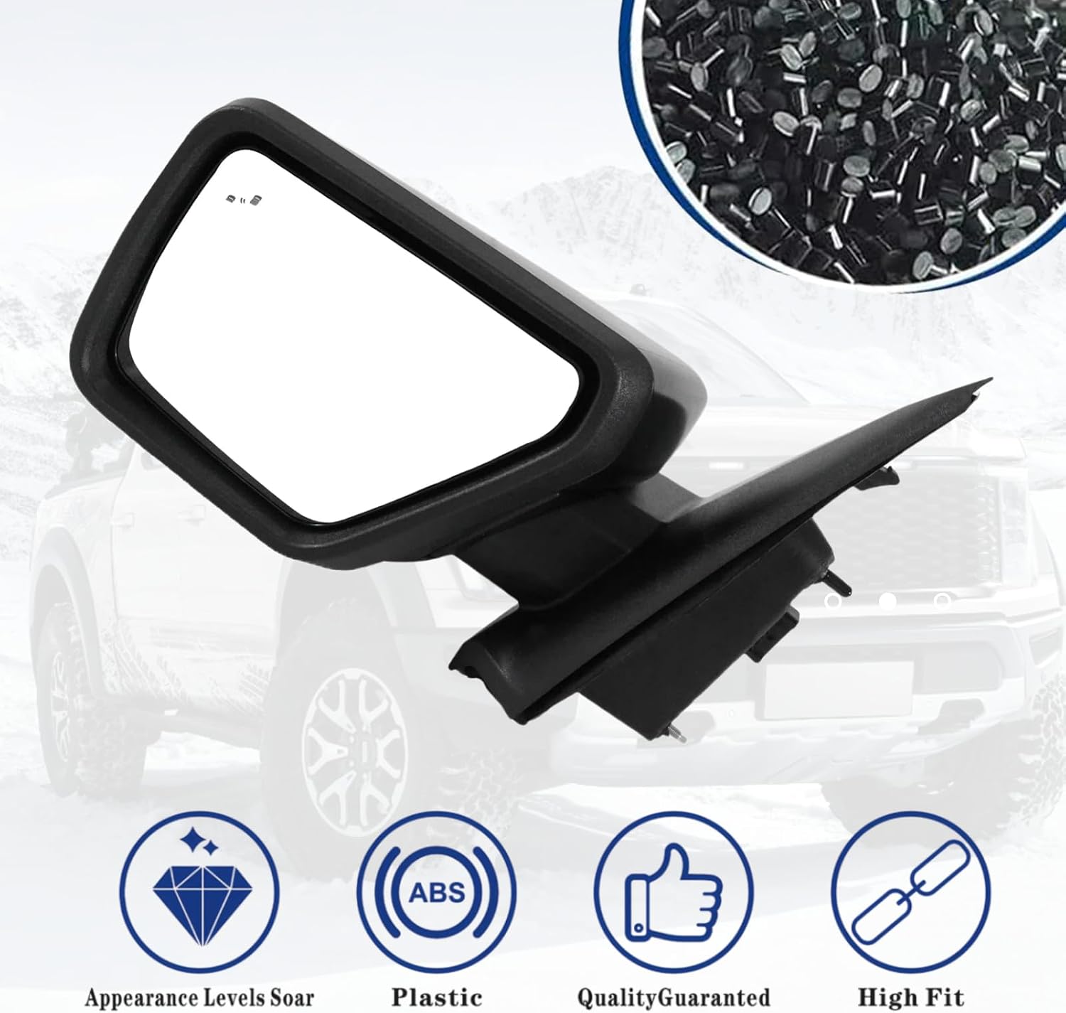 Left Driver Side Door Mirror 11 PINS For Ford F150 2021 2022 2023 2024 with Power Glass Heated turn signal welcome light and blind spot Replace ML3Z17683SA