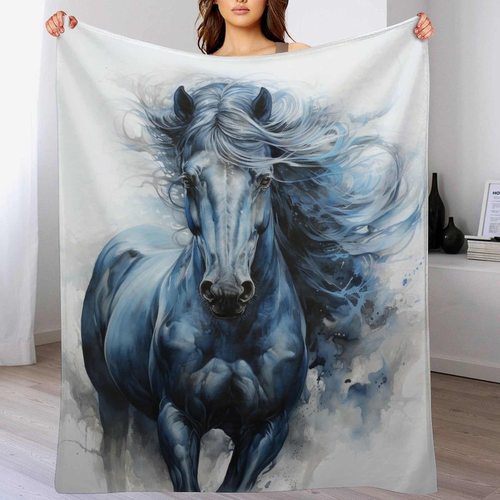 Couverture motif cheval en flannel pour réchauffer les cœurs