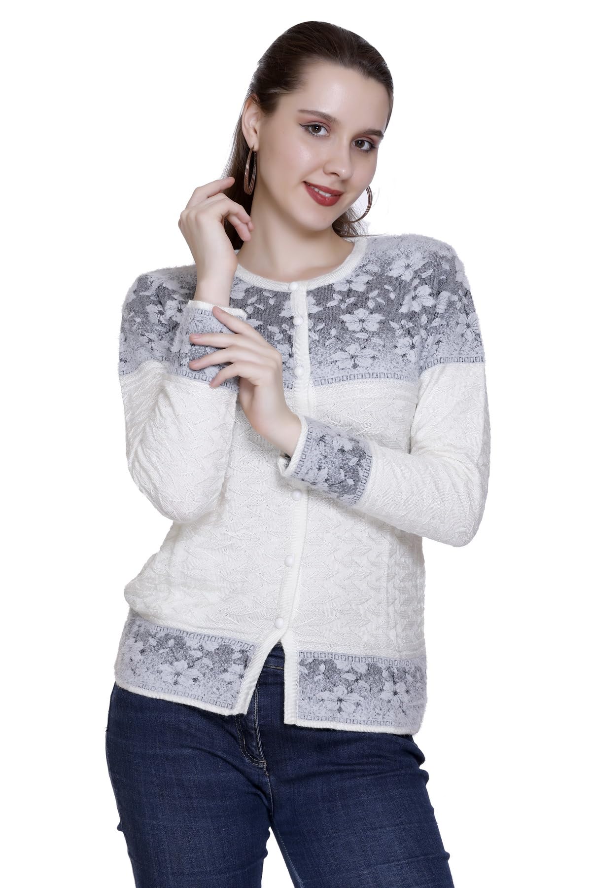 chatanya Premium Women's Buttoned Pure Woollen Knitted Cardigan/Sweaters-picture-16