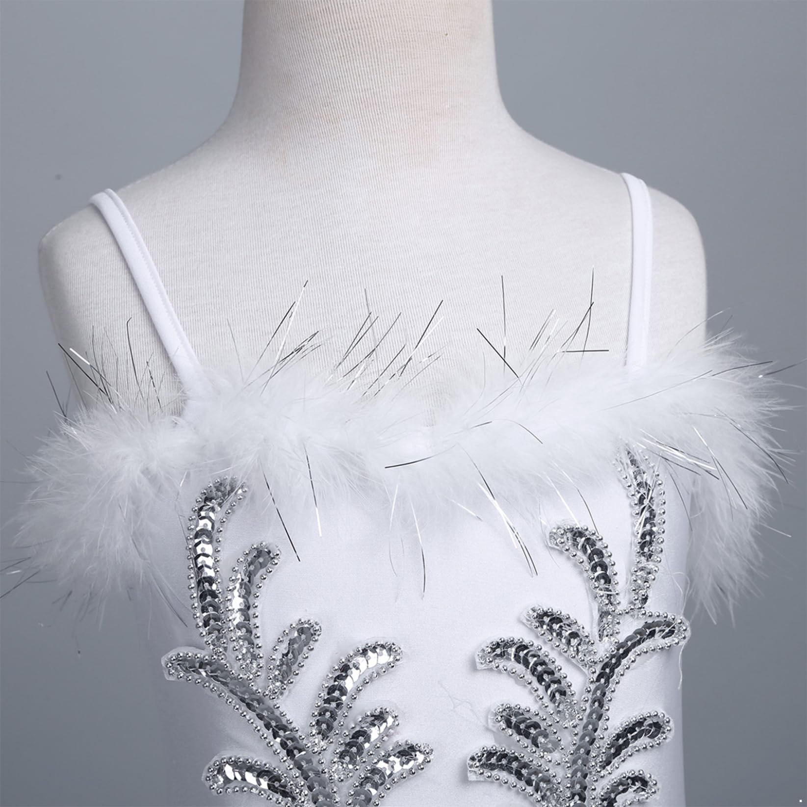 TTAO Ballettkleid Mädchen Tanzkostüm Gymnastik Trikot Tanz Kinder Ärmellos Ballett Schwan Kostüm Tutu Kleid