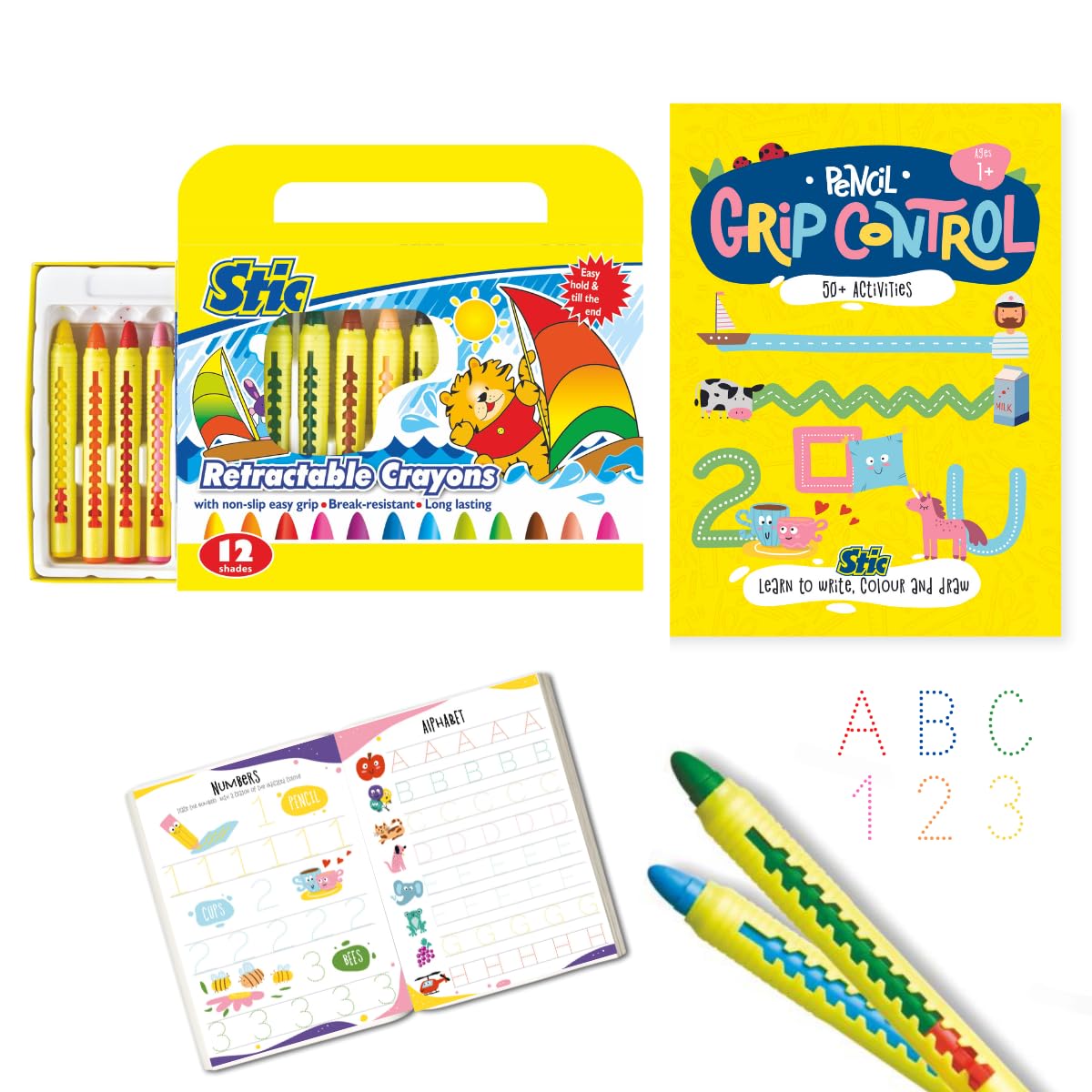 Stic 12 Retractable Unbreakable Crayon Pencil Grip Control Activity Book Toddler Washable Erasable Twistable Non Toxic Edible drawing writing colouring skill baby kindergarten return gift kids 1 year (B0CRR9W4T4) Amazon Price History, Amazon Price Tracker