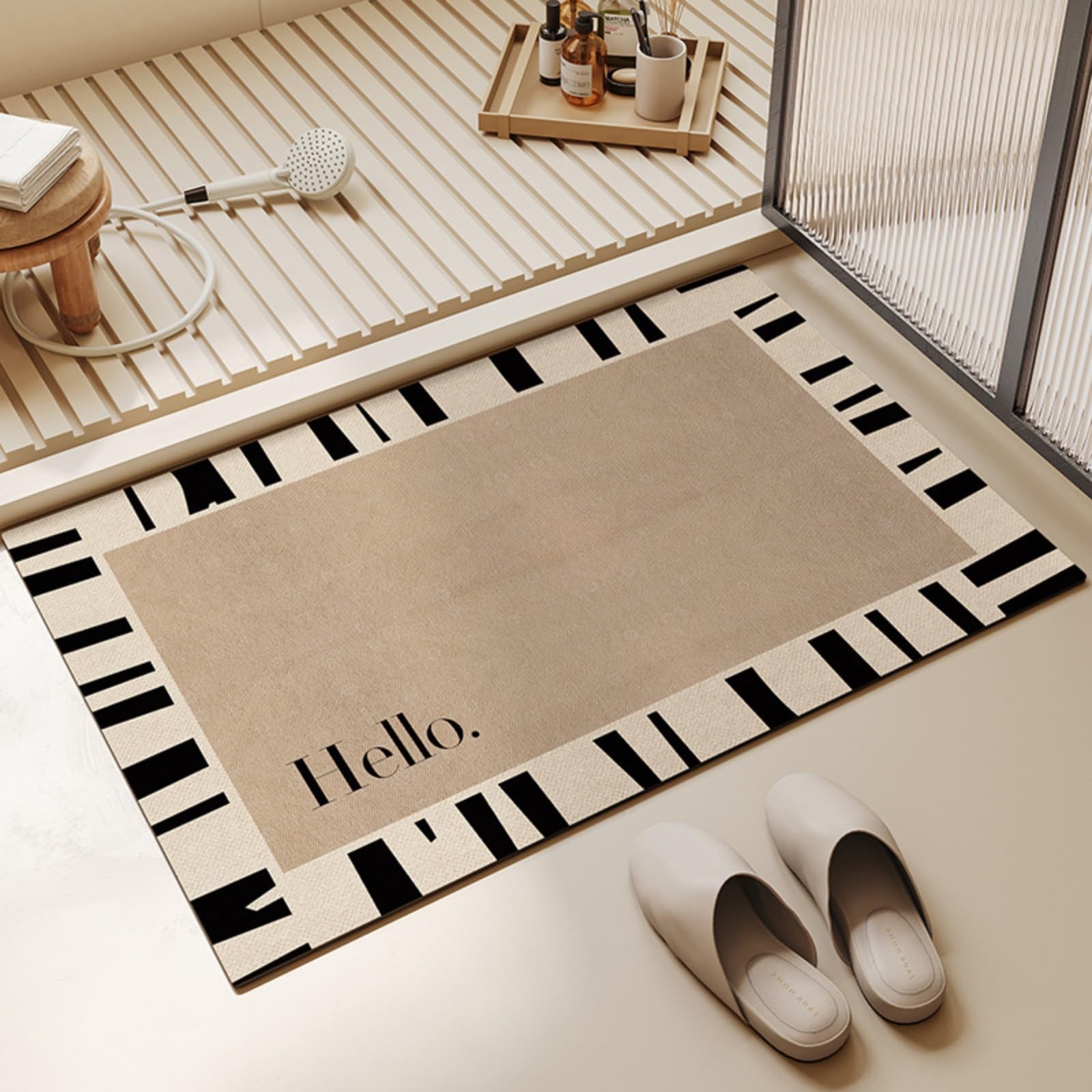 Tapis de bain absorbant séchage rapide avec envers caoutchouc antidérapant pour douche