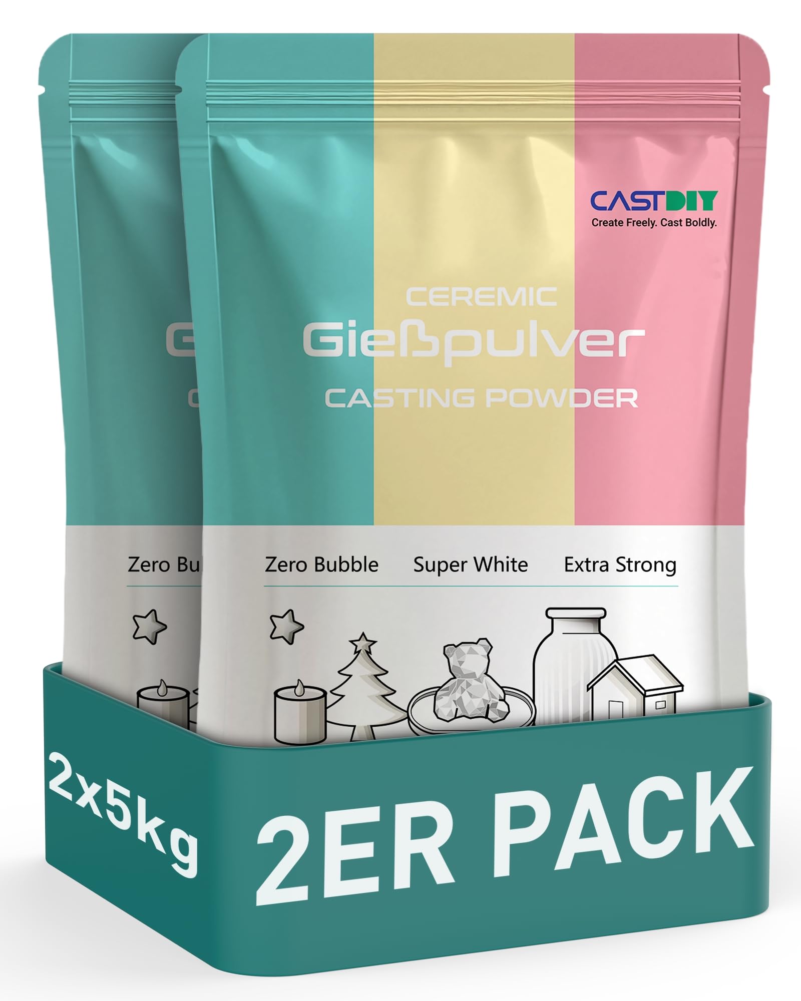 CASTDIY Gießpulver 10 kg, Blasenfrei, Extraweiß, Extrahart, Geruchlos, Gipsgießpulver für Silikonformen, Schnelle Entformung in 30 Minuten, Geeignet für Kunsthandwerk, Ornamente, Gipsstatuen, DIY