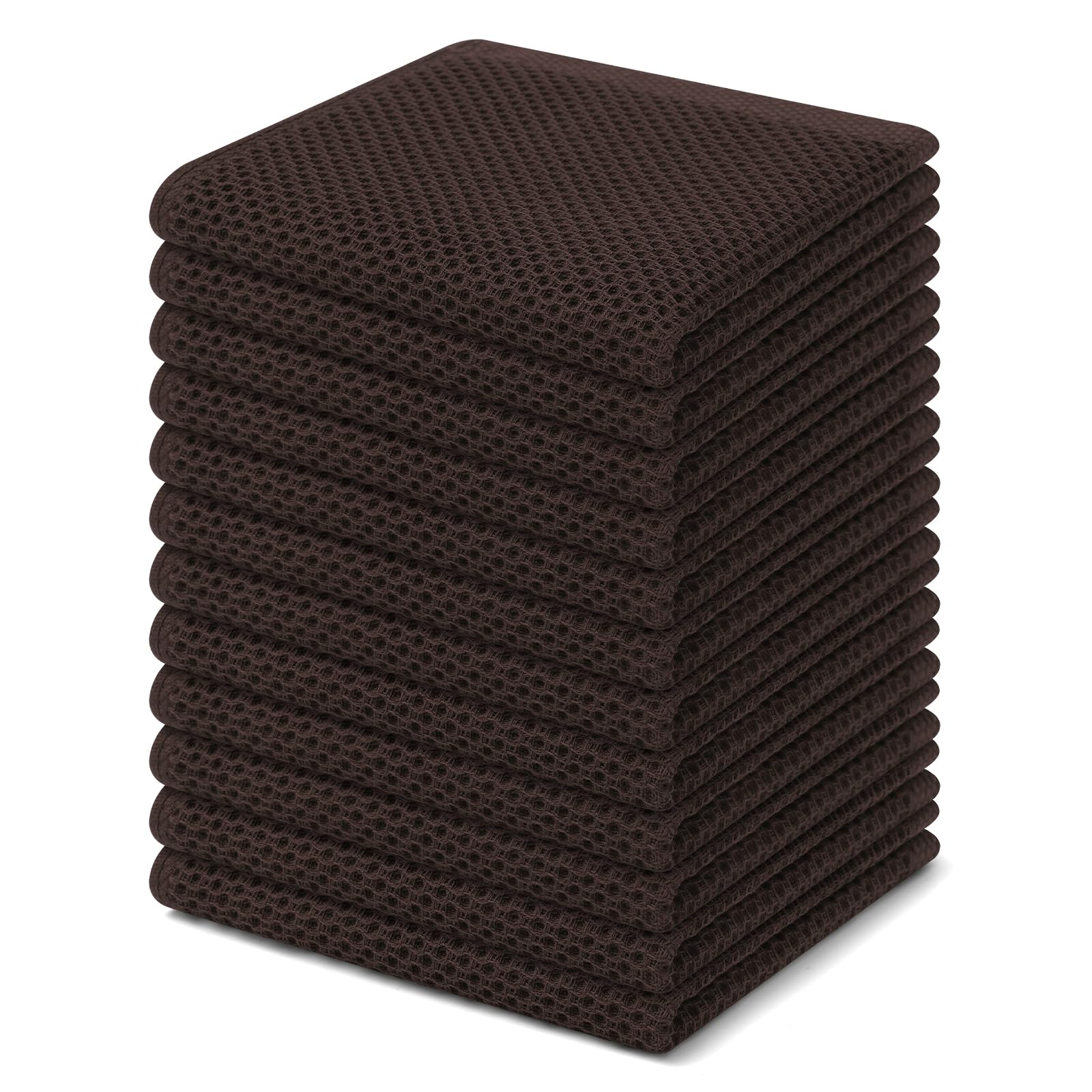 Homaxy Strofinacci da cucina in 100% cotone a nido d'ape, confezione da 12, colore: marrone scuro